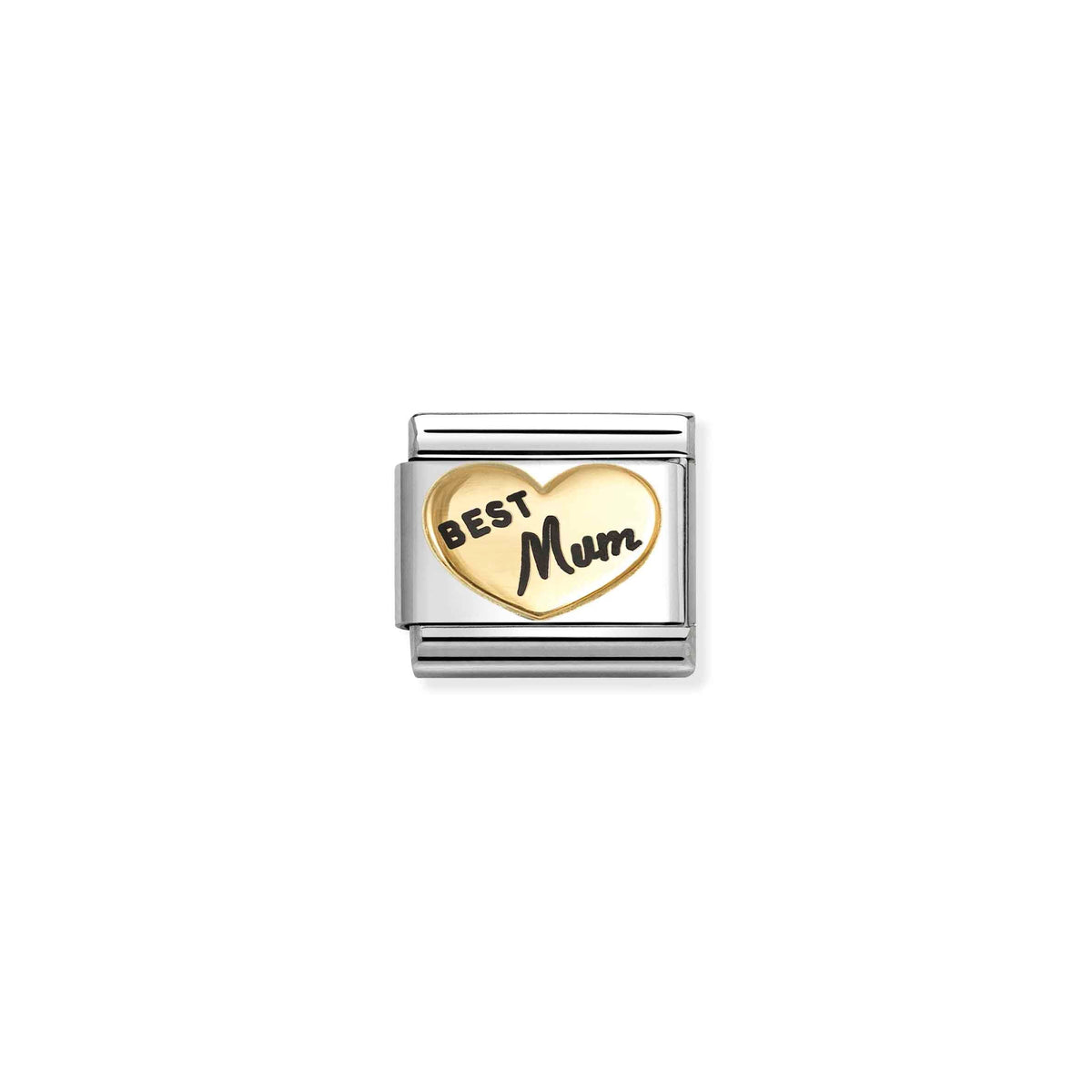 NOMINATION Composable Classic Link 030285/93 Best Mum Heart in 18ct Gold & Enamel