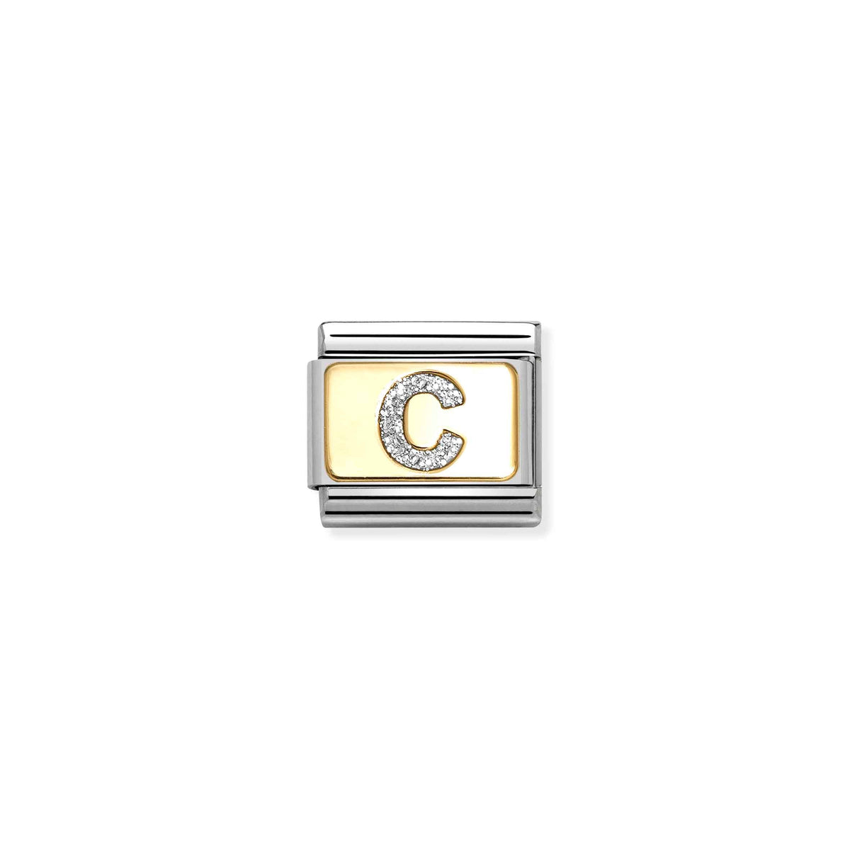 NOMINATION Composable Classic Link 030291/03 Silver Letter C in 18ct Gold & Glitter Enamel