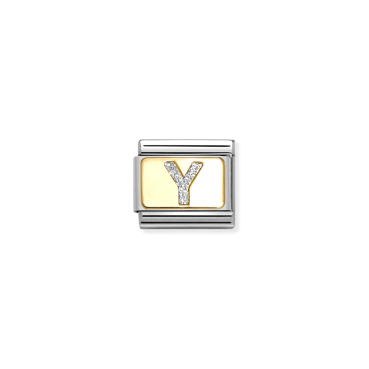 NOMINATION Composable Classic Link 030291/25 Silver Letter Y in 18ct Gold & Glitter Enamel