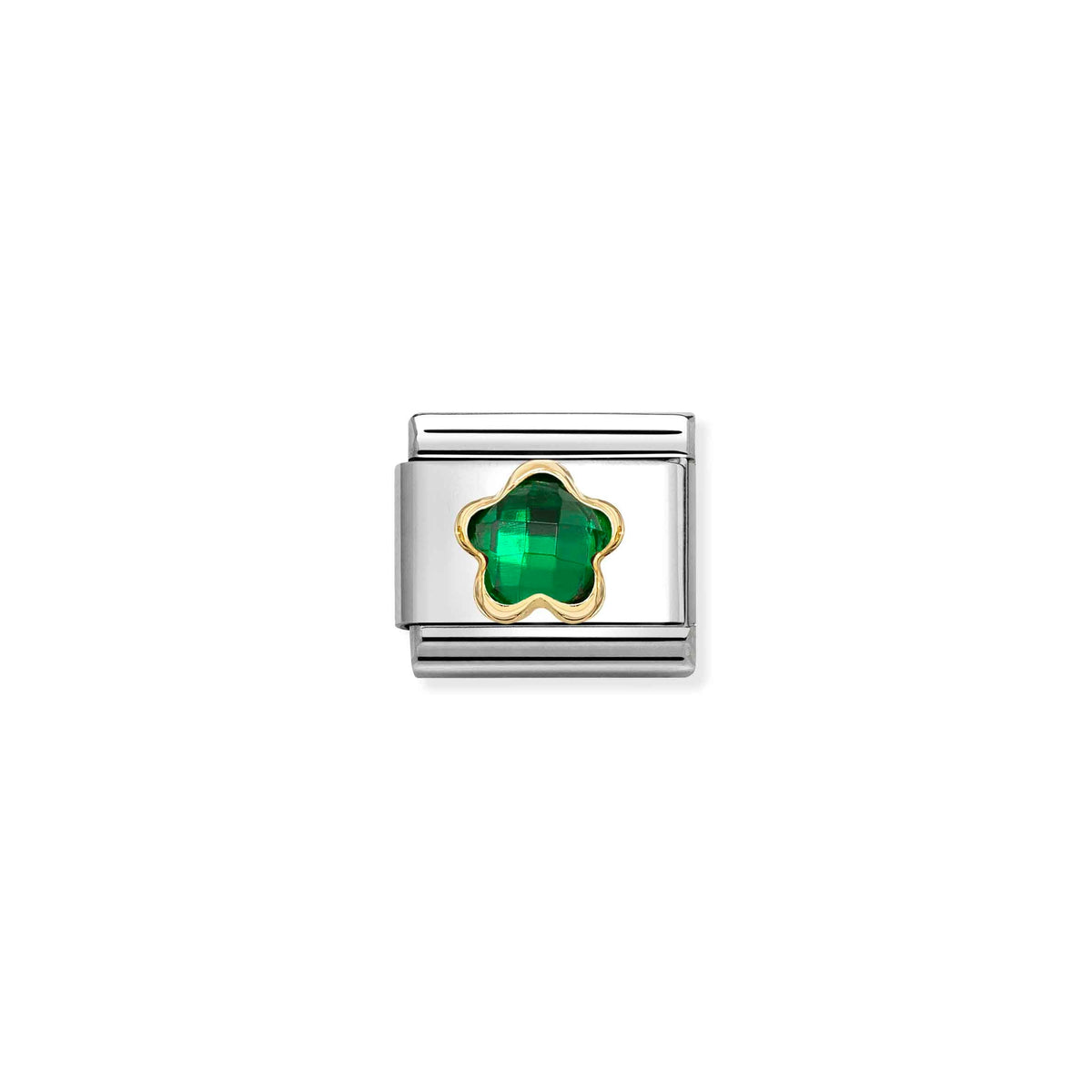 NOMINATION Composable Classic Link 030615/004 Green Cubic Zirconia Flower in 18ct Gold