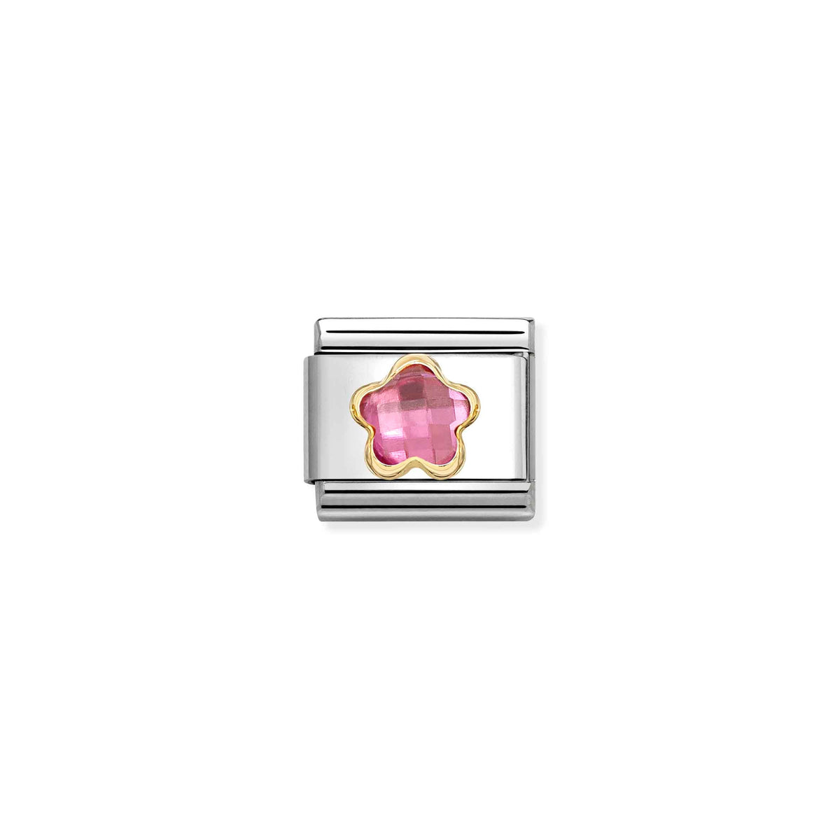NOMINATION Composable Classic Link 030615/043 Pink Cubic Zirconia Flower in 18ct Gold