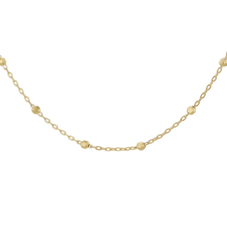 9ct Yellow Gold Trace & Ball Chain Necklace 45cm