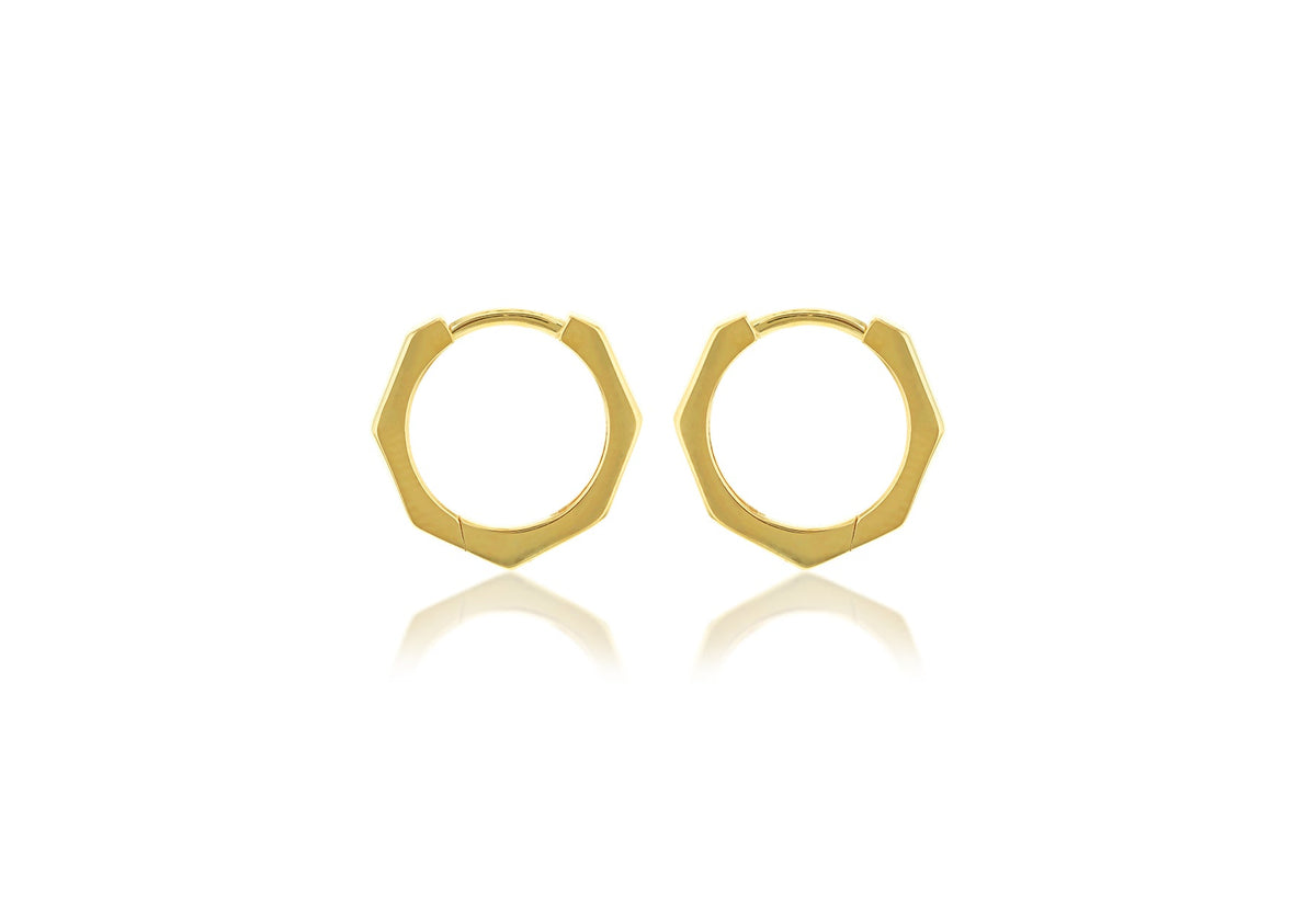9ct Yellow Gold Hexagon Huggies