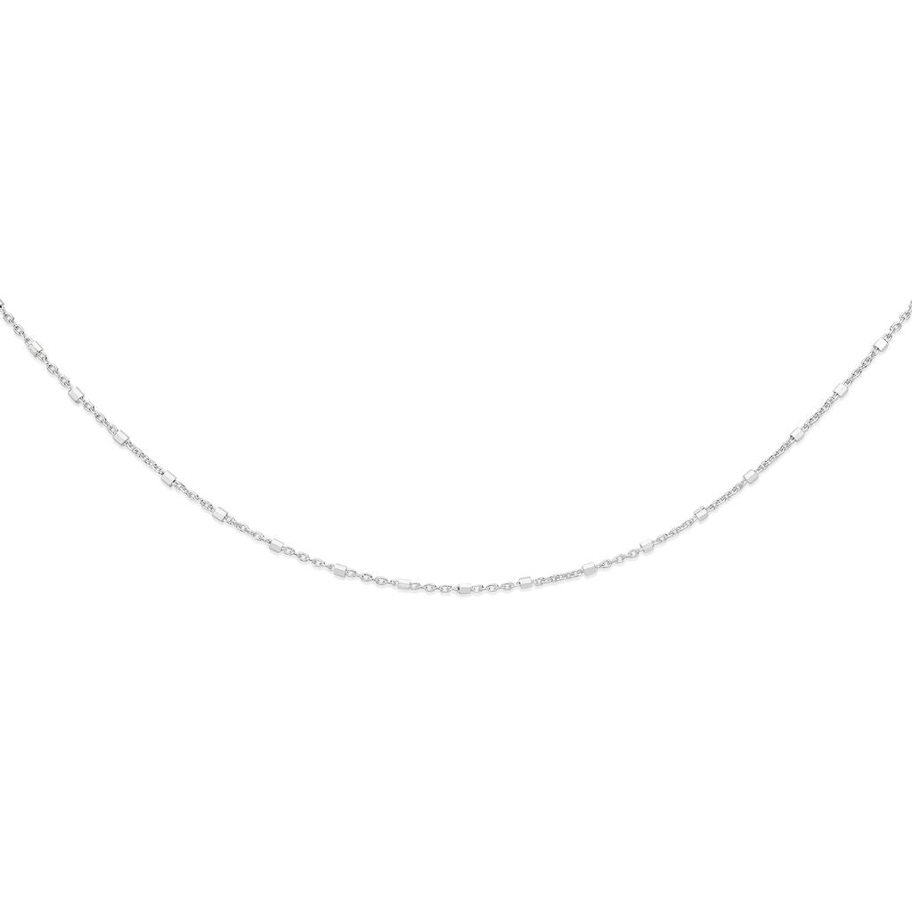 Silver cable link necklet with diamond cut barrel features