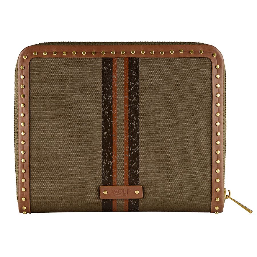 Wolf Ida Travel Zip Jewellery Portfolio Khaki
