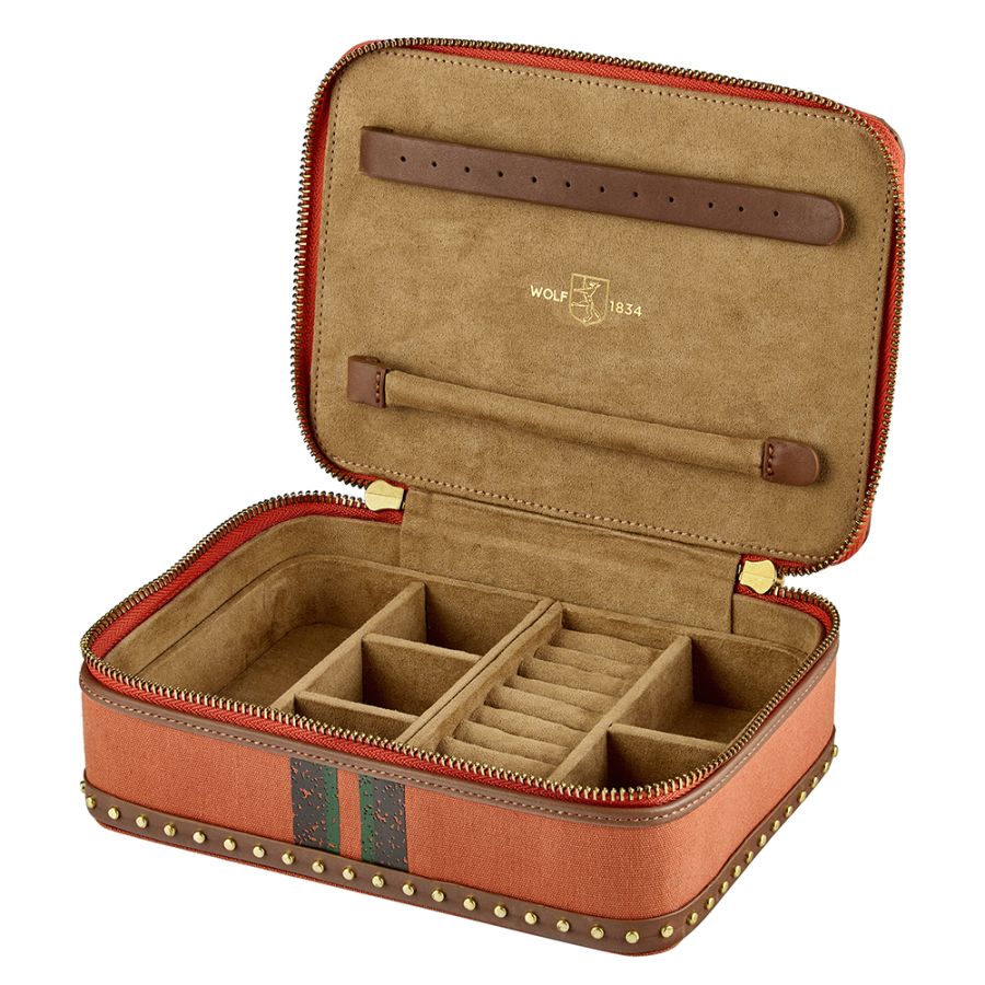 Wolf Ida Travel Zip Jewellery Case Orange