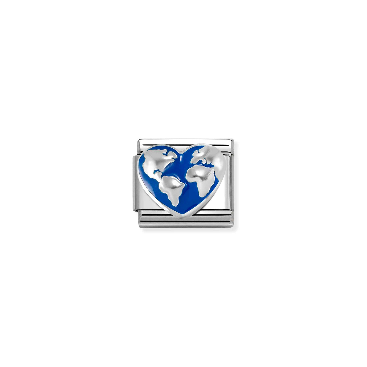 NOMINATION Composable Classic Link 330204/45 World Map On Heart in Silver & Enamel