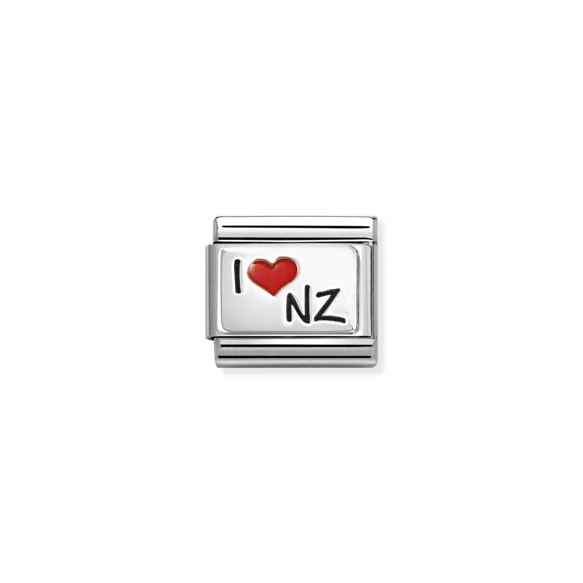NOMINATION Composable Classic Link 330209/74 I Love Nz Heart in 925 Silver & Enamel