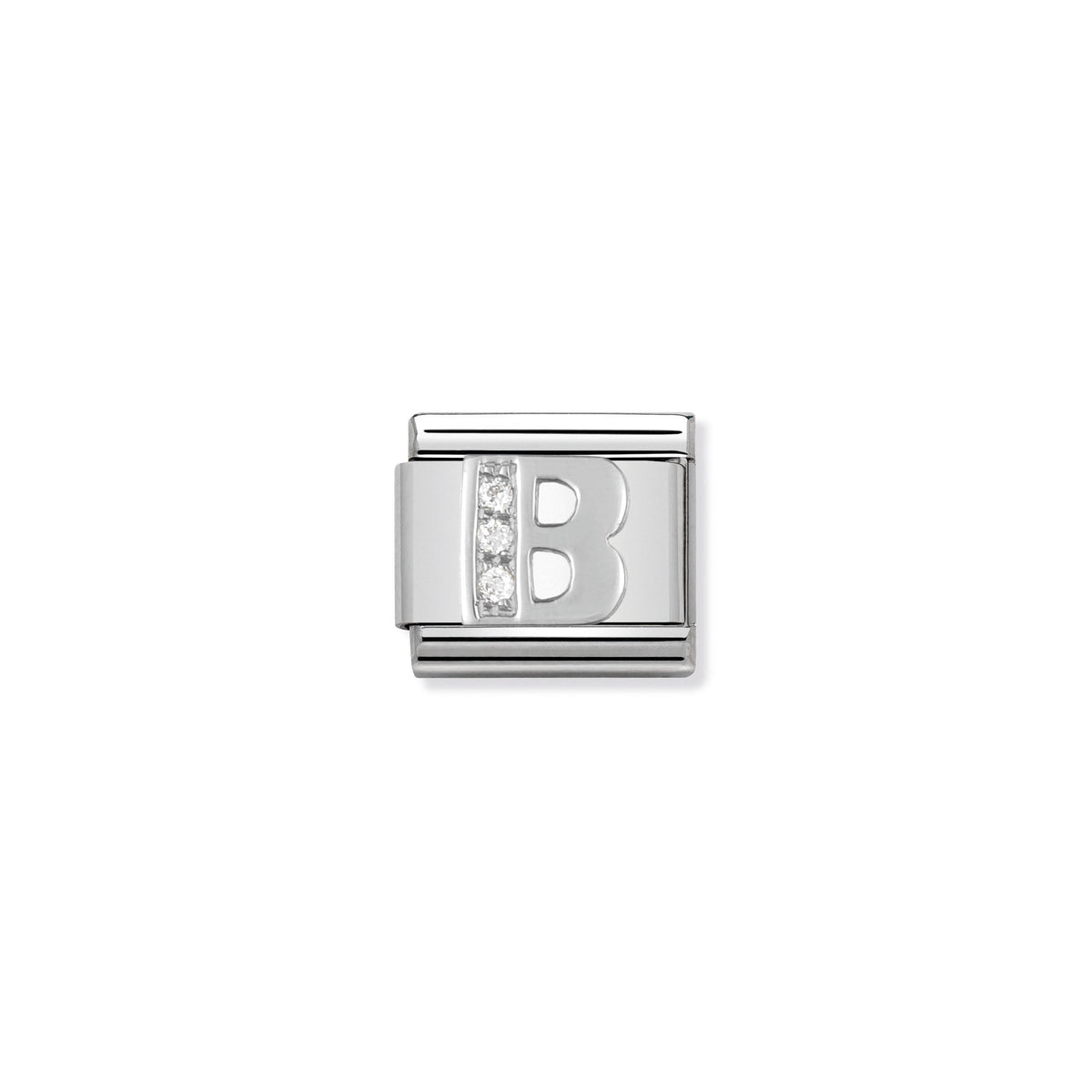 NOMINATION Composable Classic Link 330301/02 Letter B with Cubic Zirconia in 925 Silver