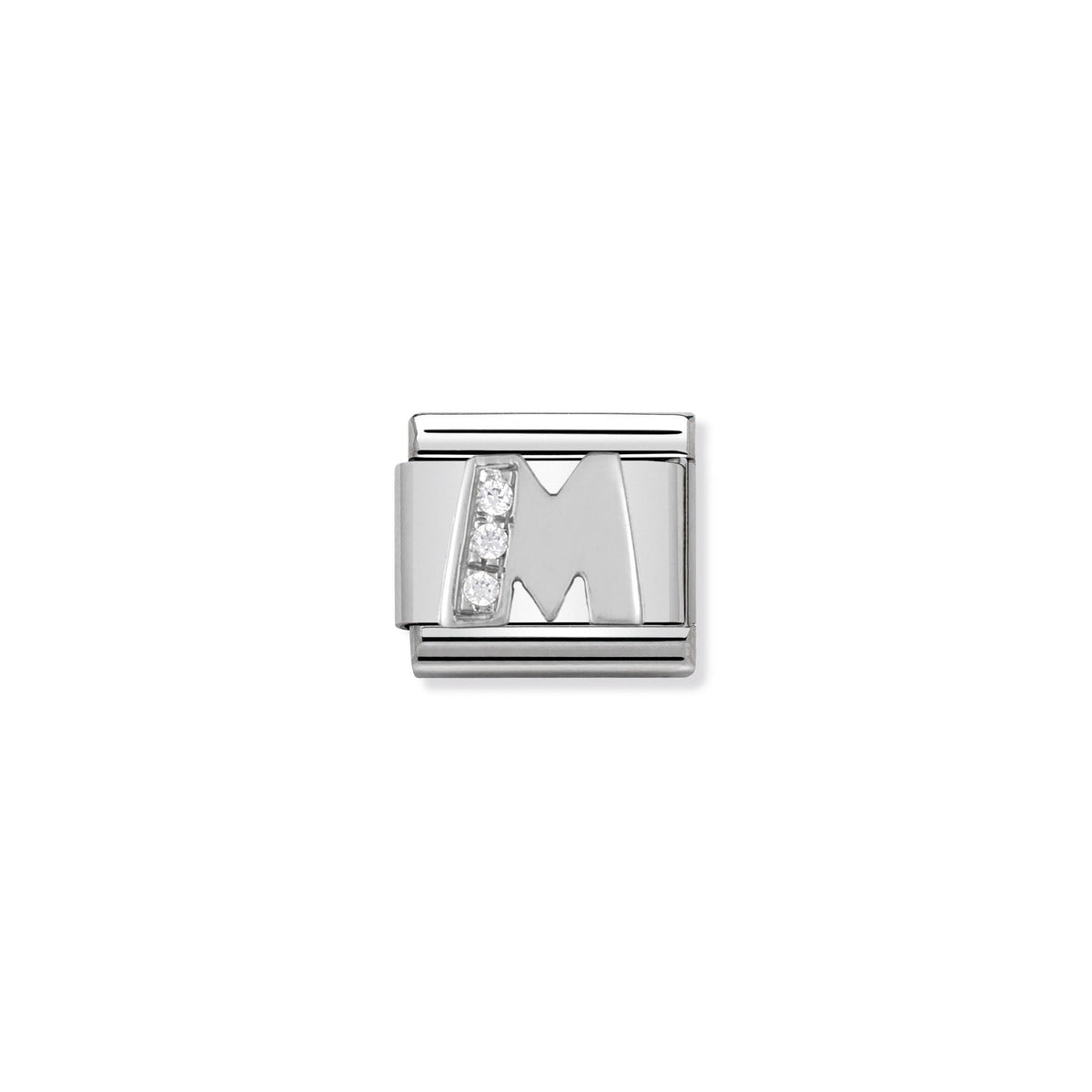 NOMINATION Composable Classic Link 330301/13 Letter M with Cubic Zirconia in 925 Silver