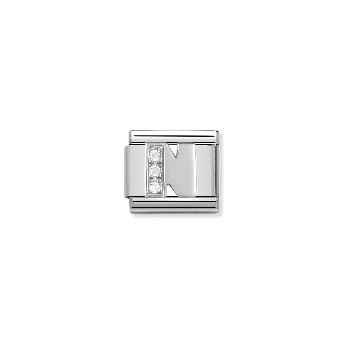 NOMINATION Composable Classic Link 330301/14 Letter N with Cubic Zirconia in 925 Silver
