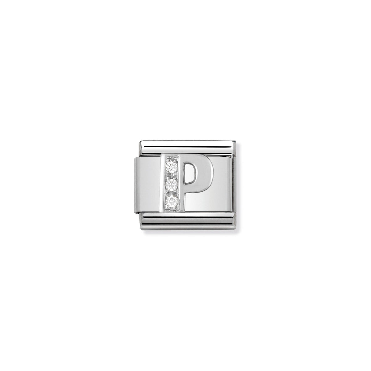 NOMINATION Composable Classic Link 330301/16 Letter P with Cubic Zirconia in 925 Silver