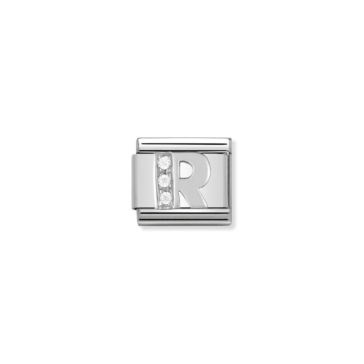 NOMINATION Composable Classic Link 330301/18 Letter R with Cubic Zirconia in 925 Silver