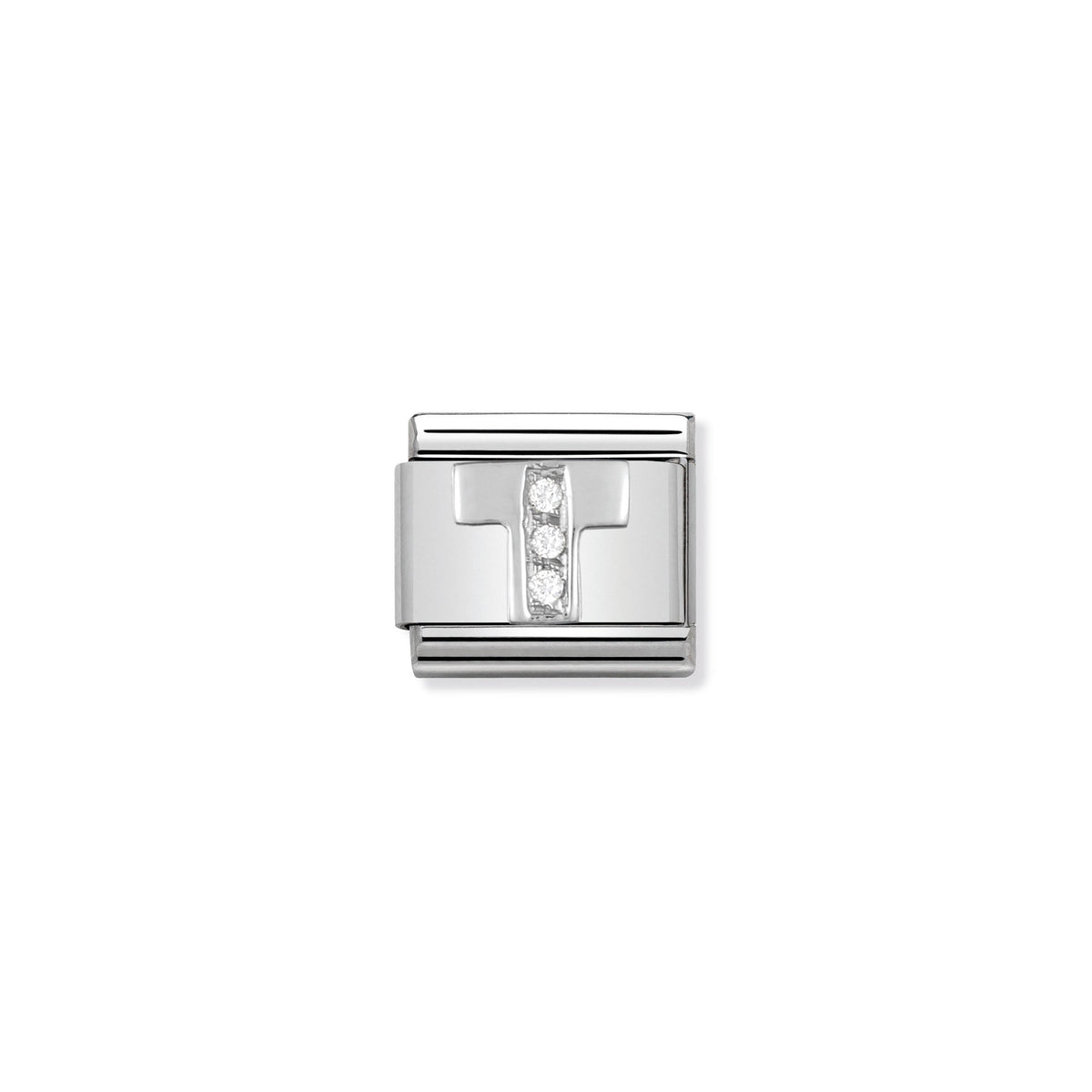 NOMINATION Composable Classic Link 330301/20 Letter T with Cubic Zirconia in 925 Silver
