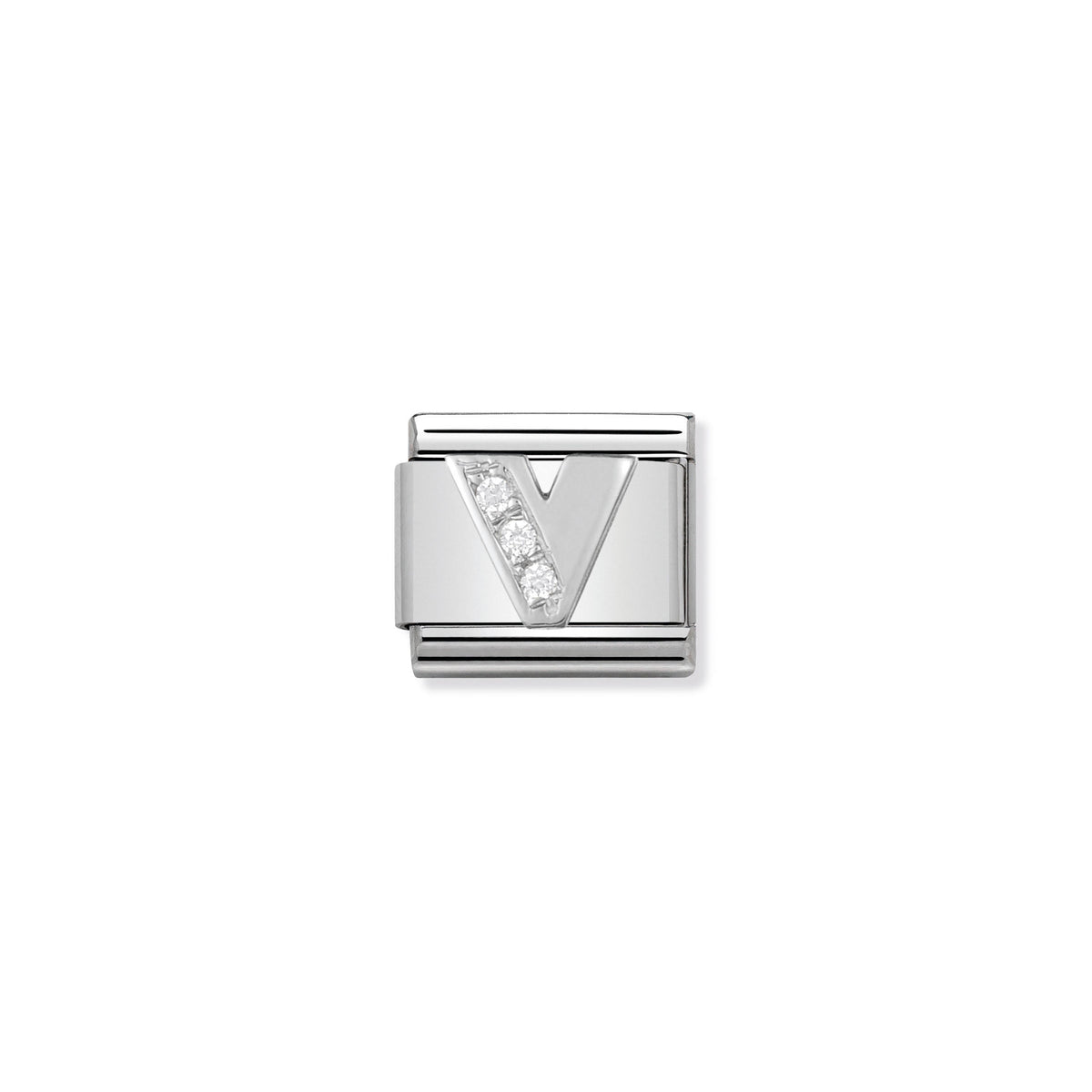 NOMINATION Composable Classic Link 330301/22 Letter V with Cubic Zirconia in 925 Silver