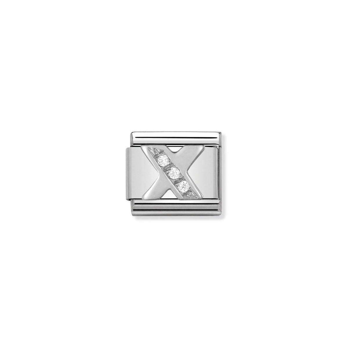 NOMINATION Composable Classic Link 330301/24 Letter X with Cubic Zirconia in 925 Silver