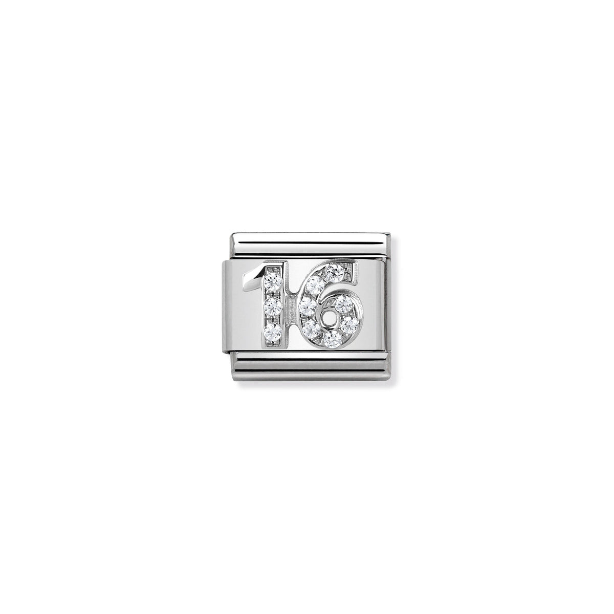 NOMINATION Composable Classic Link 330304/17 Number 16 with Cubic Zirconia in 925 Silver