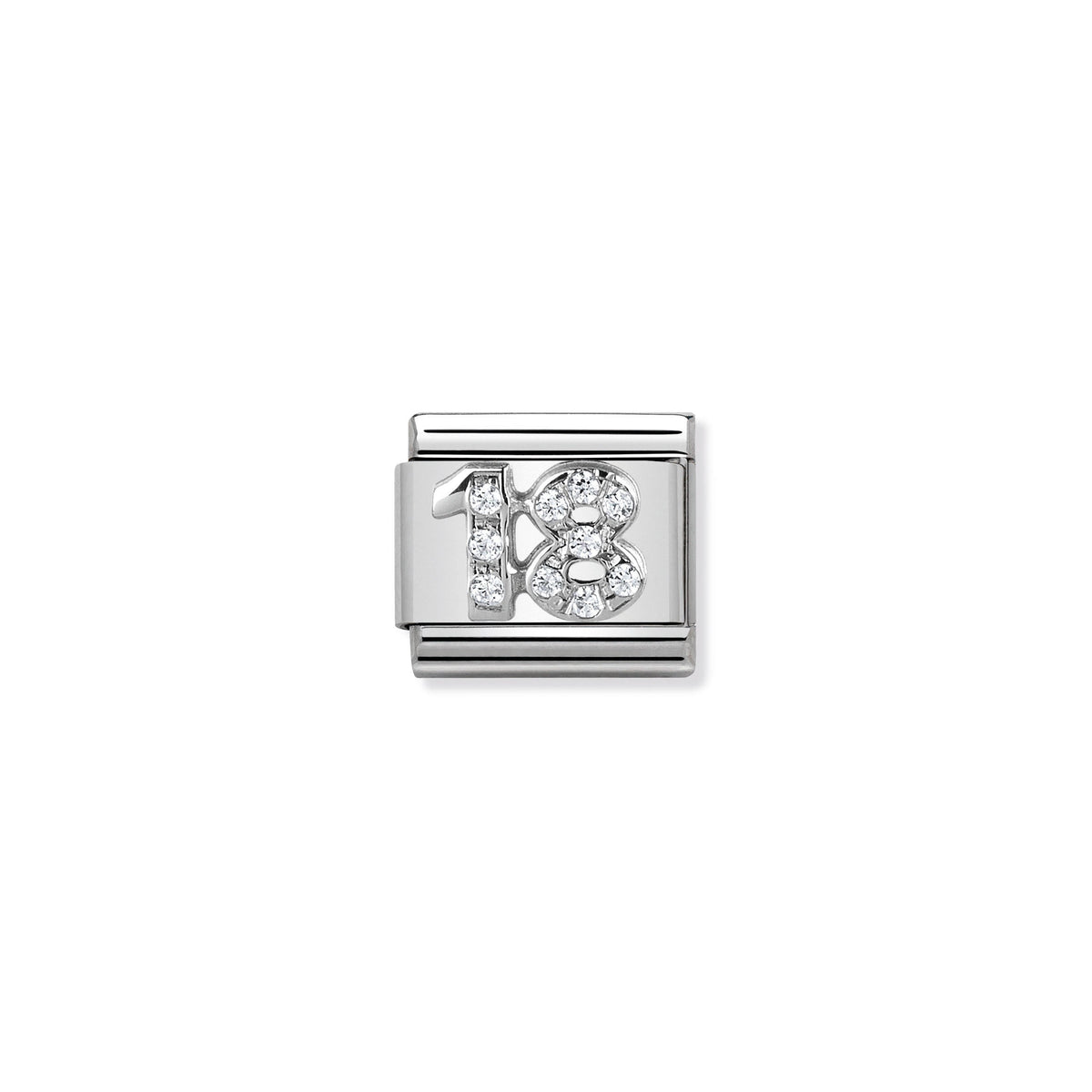 NOMINATION Composable Classic Link 330304/18 Number 18 with Cubic Zirconia in 925 Silver