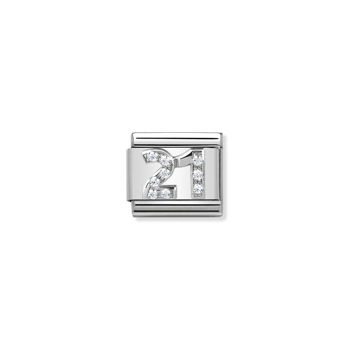 NOMINATION Composable Classic Link 330304/19 Number 21 with Cubic Zirconia in 925 Silver