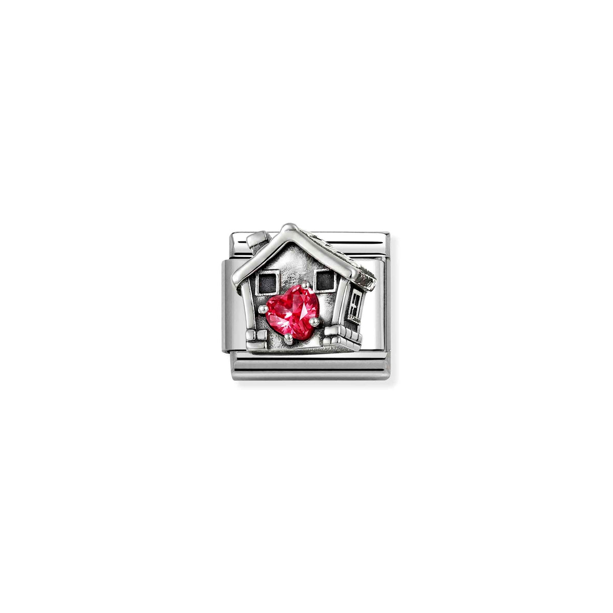 NOMINATION Composable Classic Link 330327/32 House with Red Cubic Zirconia Heart in Silver