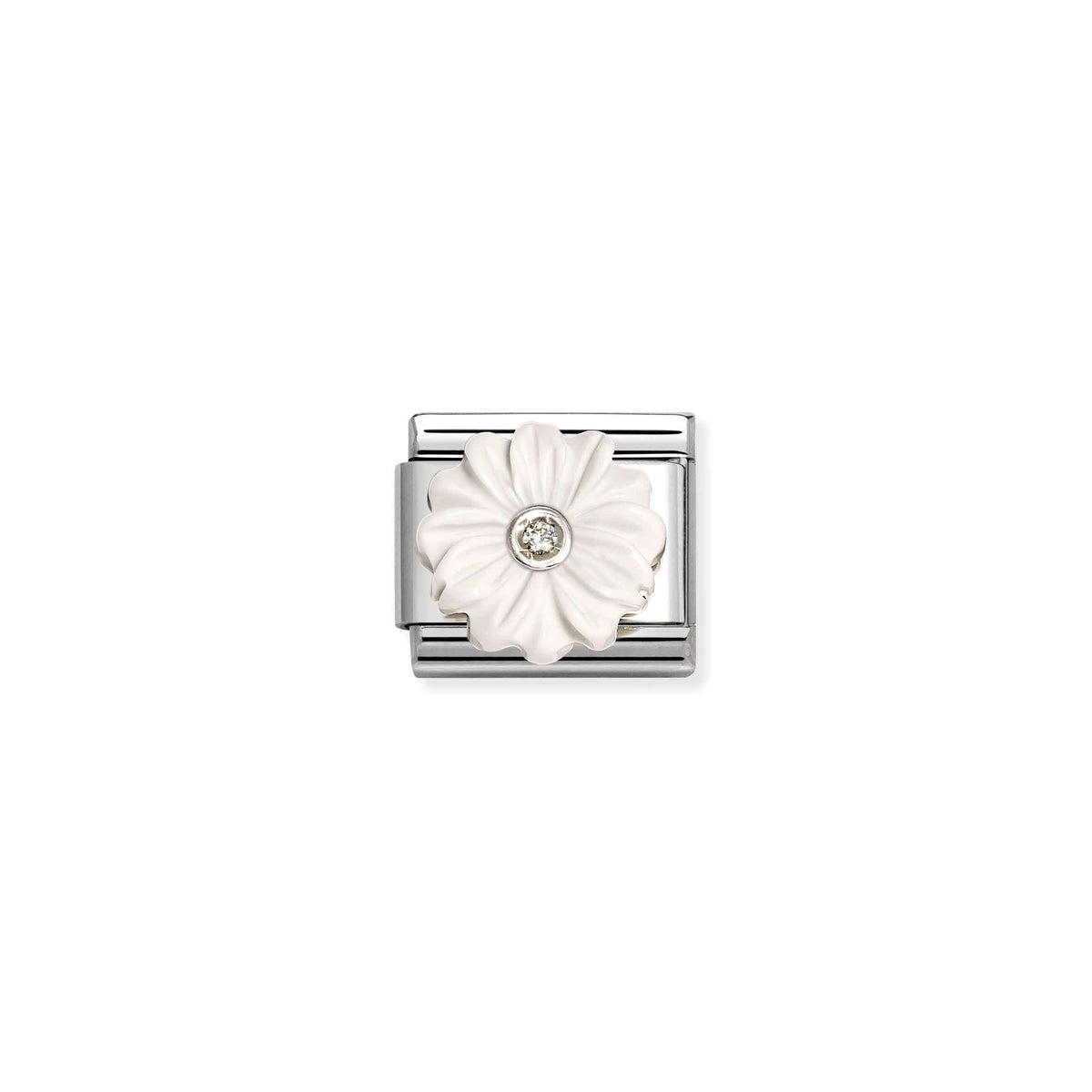NOMINATION Composable Classic Link 330512/23 White Flower in Silver & Cubic Zirconia