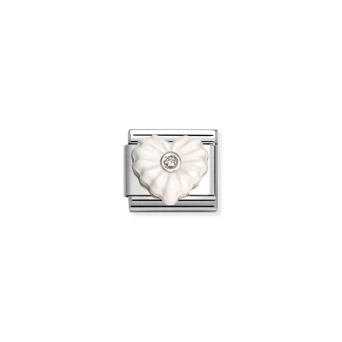 NOMINATION Composable Classic Link 330512/25 White Heart in Silver & Cubic Zirconia