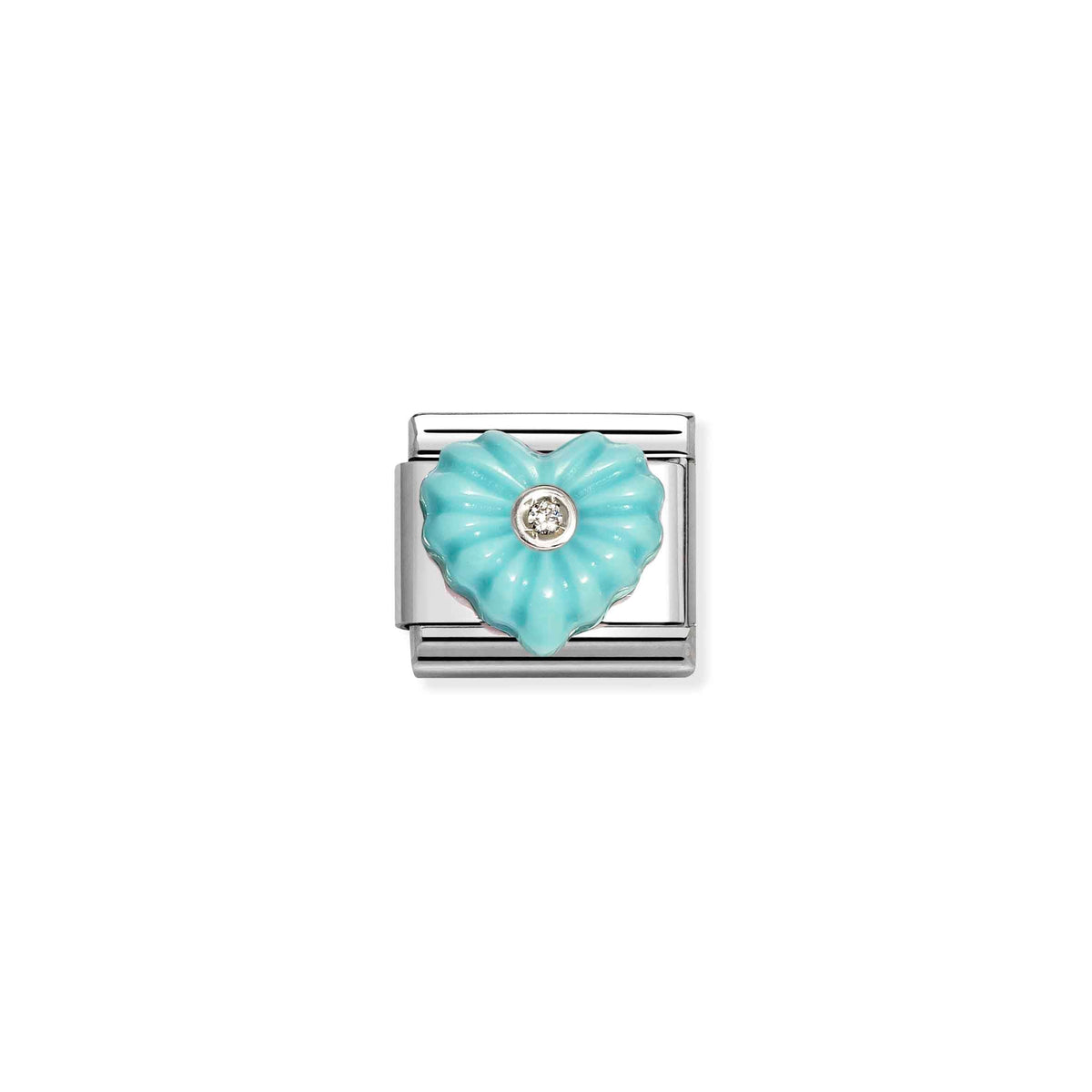 NOMINATION Composable Classic Link 330512/26 Turquoise Heart in Silver & Cubic Zirconia