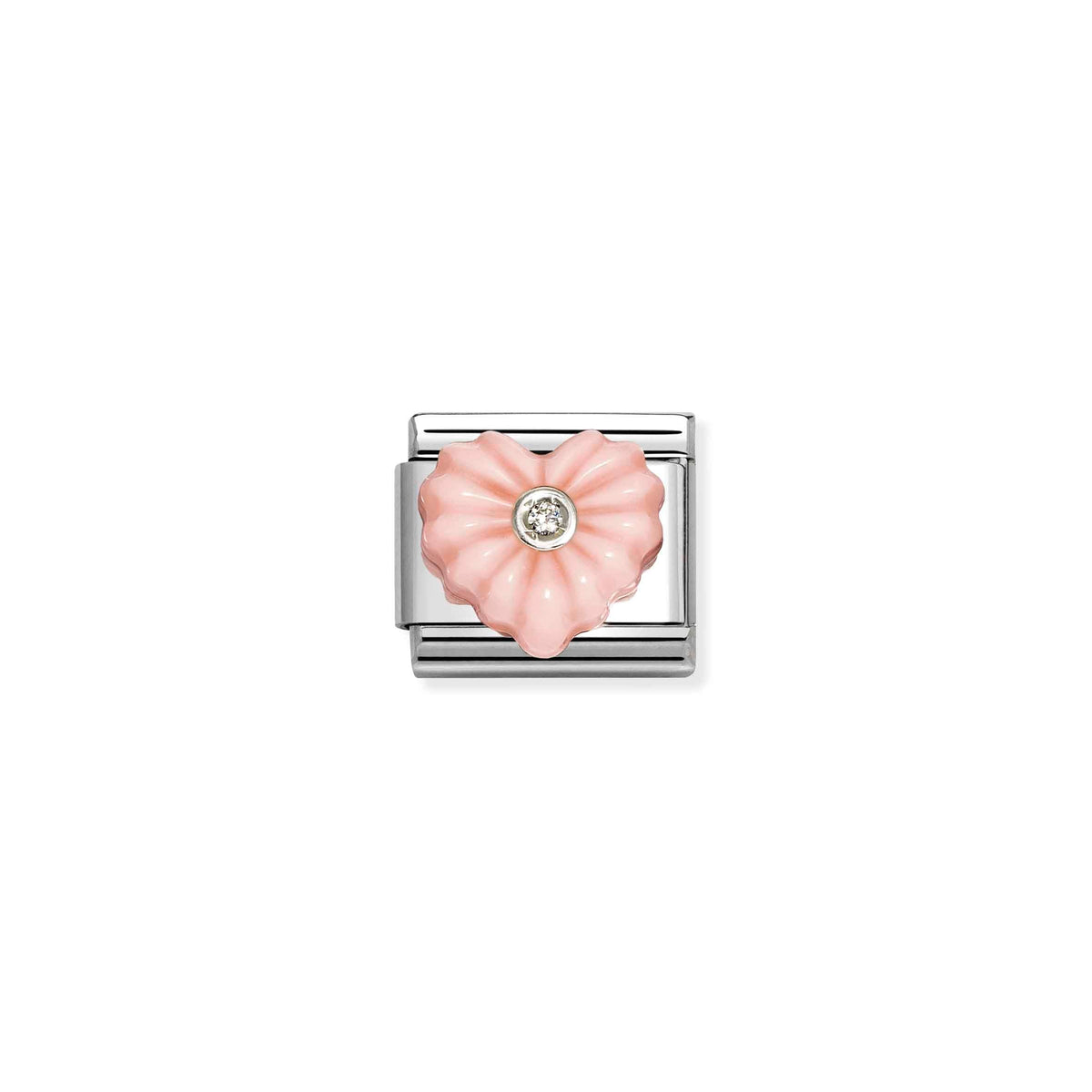 NOMINATION Composable Classic Link 330512/27 Coral Heart in Silver & Cubic Zirconia