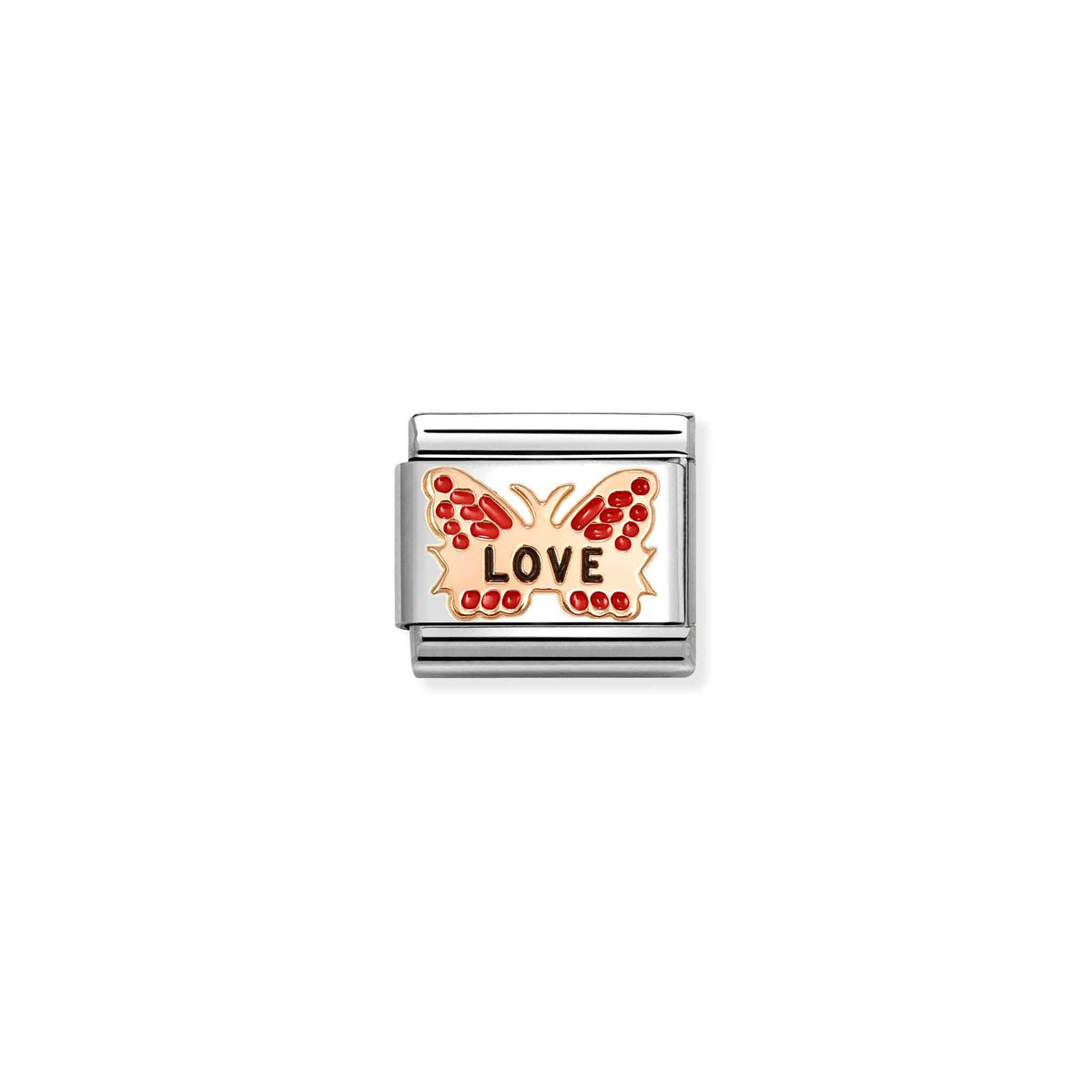 NOMINATION Composable Classic Link 430202/47 Red Love Butterfly in 9ct Rose Gold