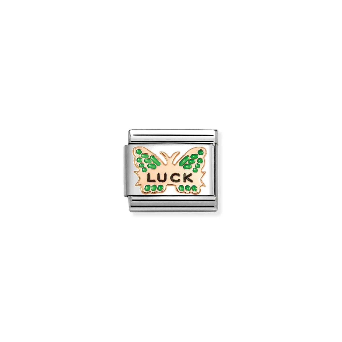 NOMINATION Composable Classic Link 430202/48 Green Luck Butterfly in 9ct Rose Gold