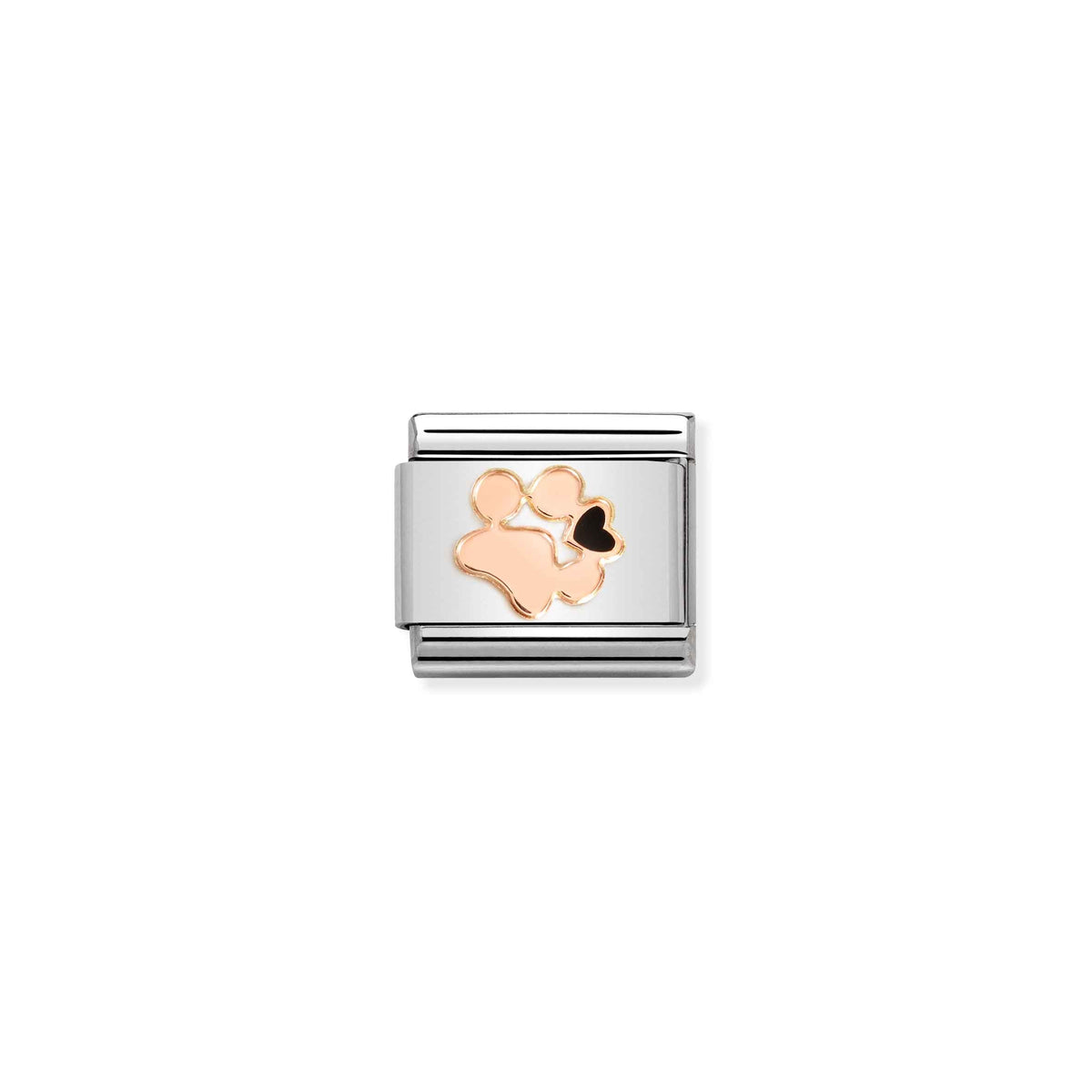 NOMINATION Composable Classic Link 430202/18 Paw Print with Black Heart in 9ct Rose Gold