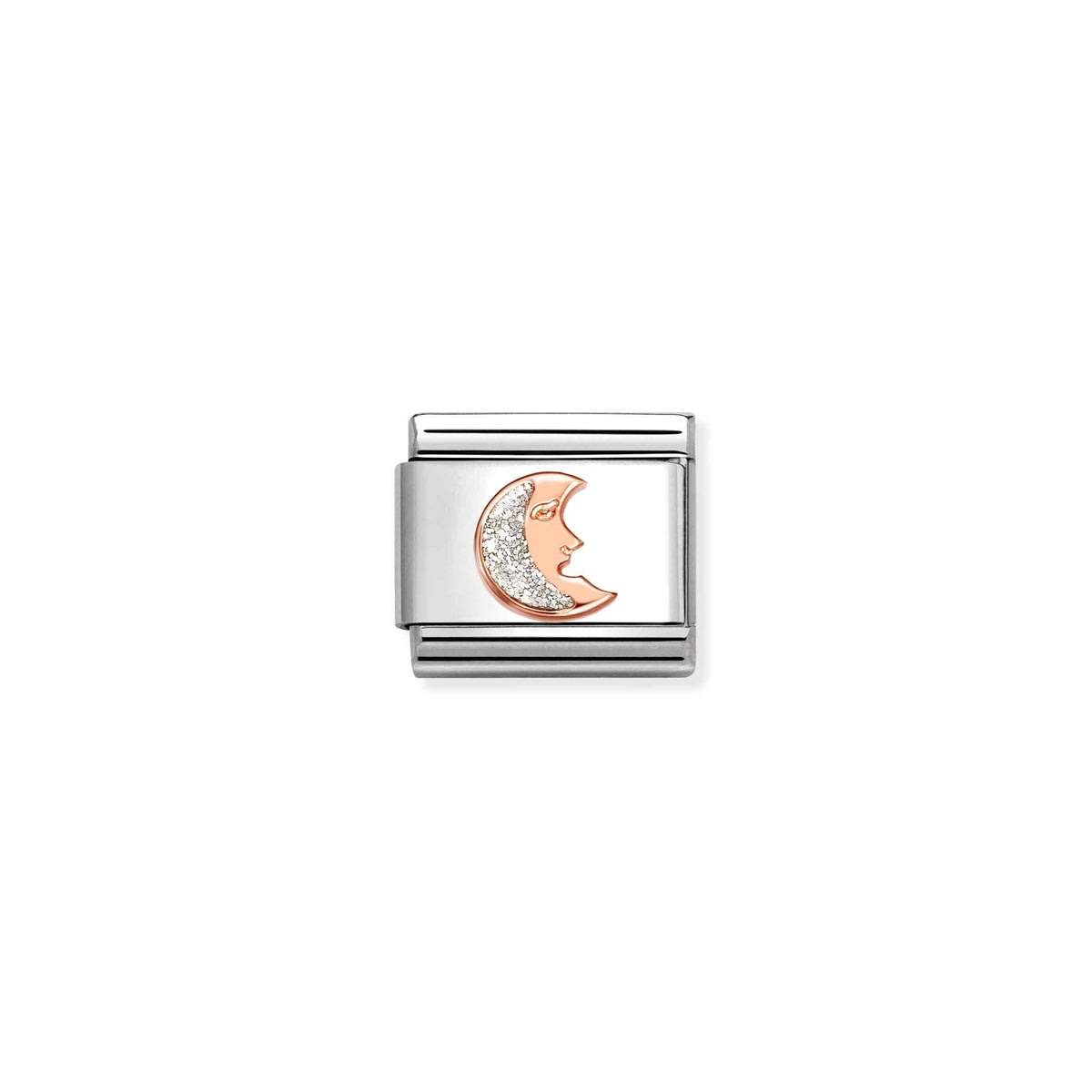 NOMINATION Composable Classic Link 430205/05 Silver Glitter Moon in 9ct Rose Gold