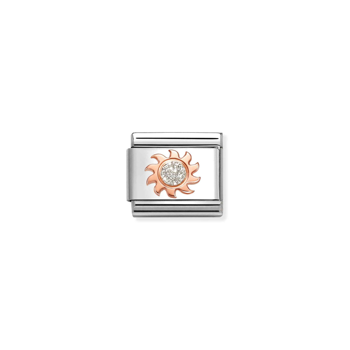 NOMINATION Composable Classic Link 430205/28 Silver Glitter Sun in 9ct Rose Gold