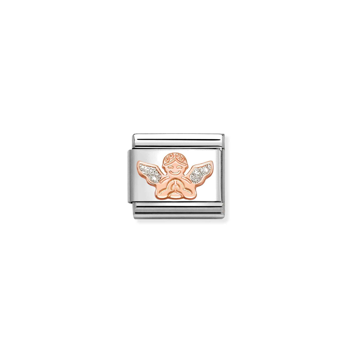 NOMINATION Composable Classic Link 430205/30 Silver Glitter Angel in 9ct Rose Gold