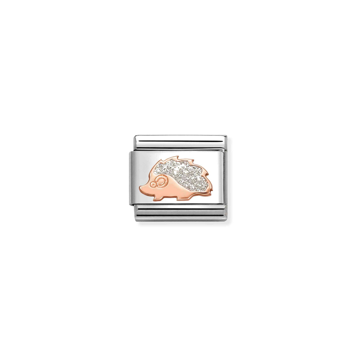 NOMINATION Composable Classic Link 430205/31 Silver Glitter Hedgehog in 9ct Rose Gold