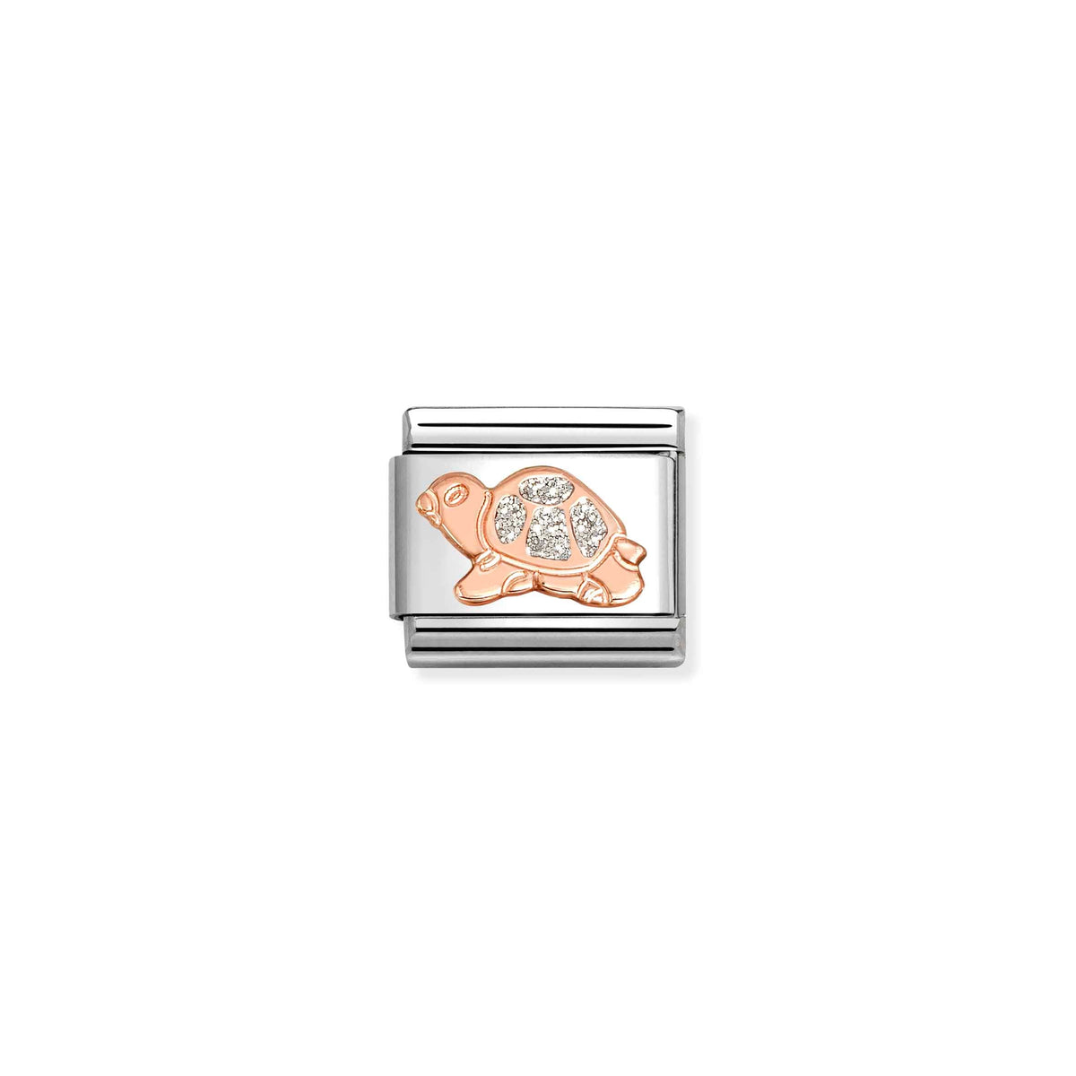 NOMINATION Composable Classic Link 430205/34 Silver Glitter Turtle in 9ct Rose Gold