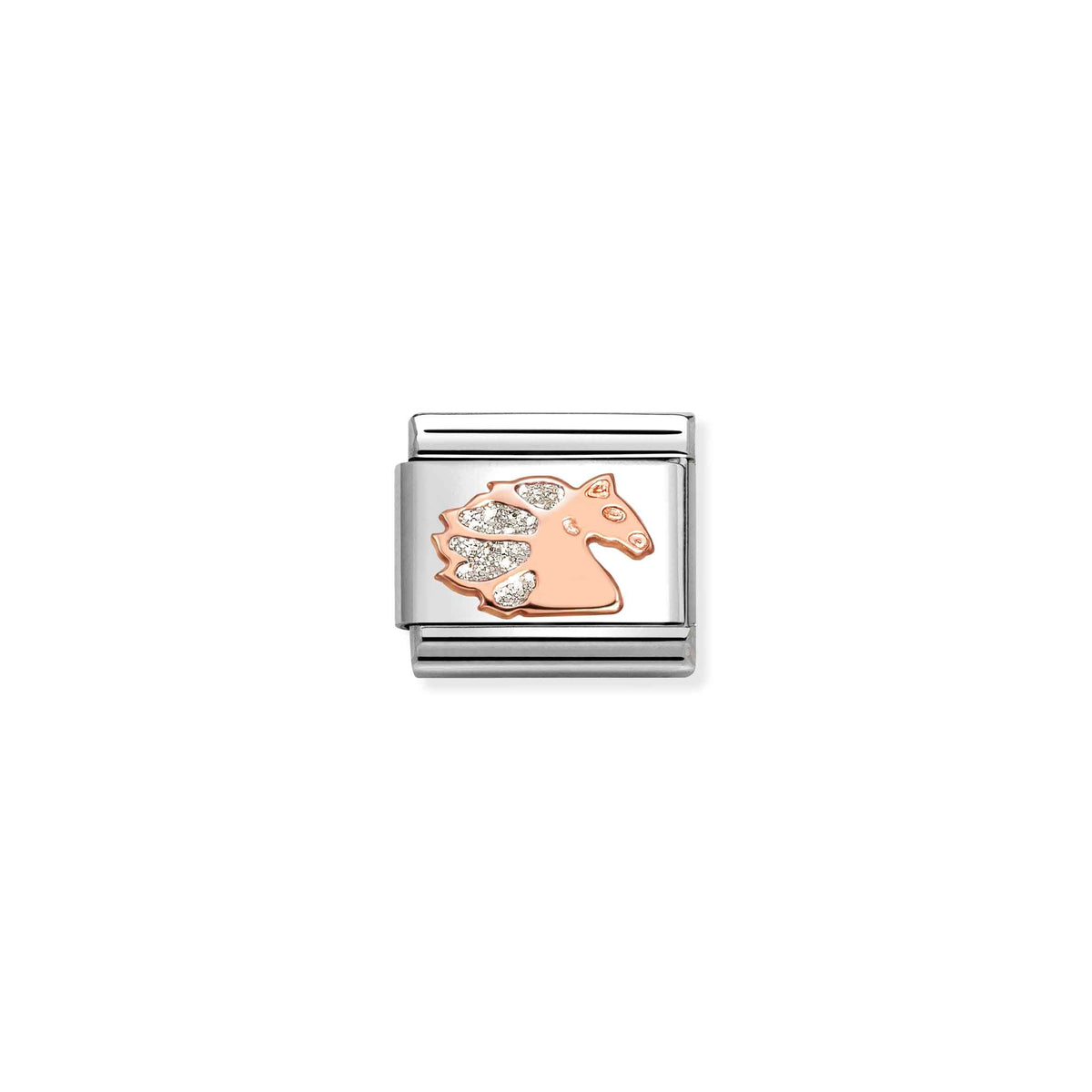 NOMINATION Composable Classic Link 430205/39 Silver Glitter Unicorn in 9ct Rose Gold