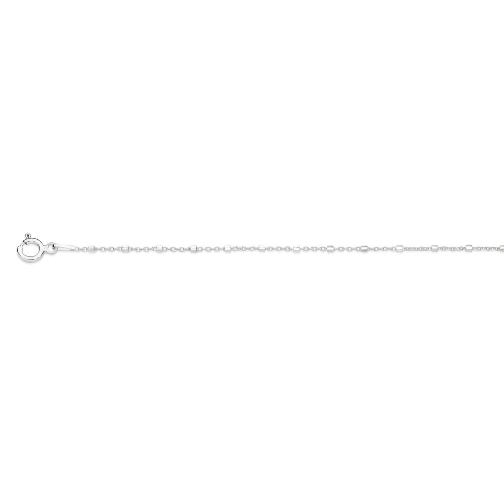 Silver cable link anklet with diamond cut barrel features