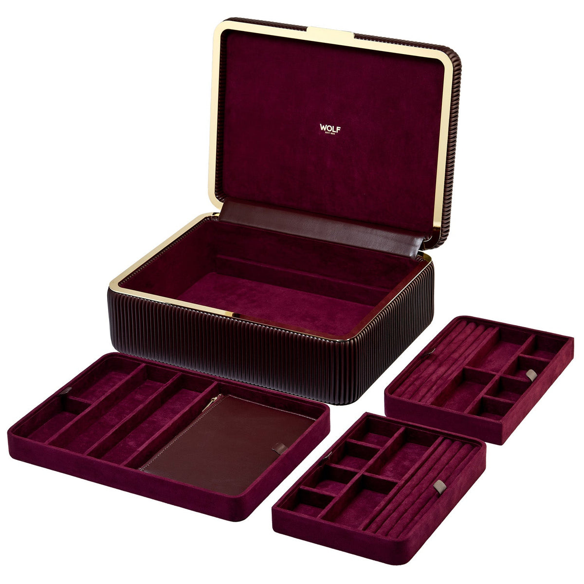 Wolf Bella Large Jewellery Box Bordeaux