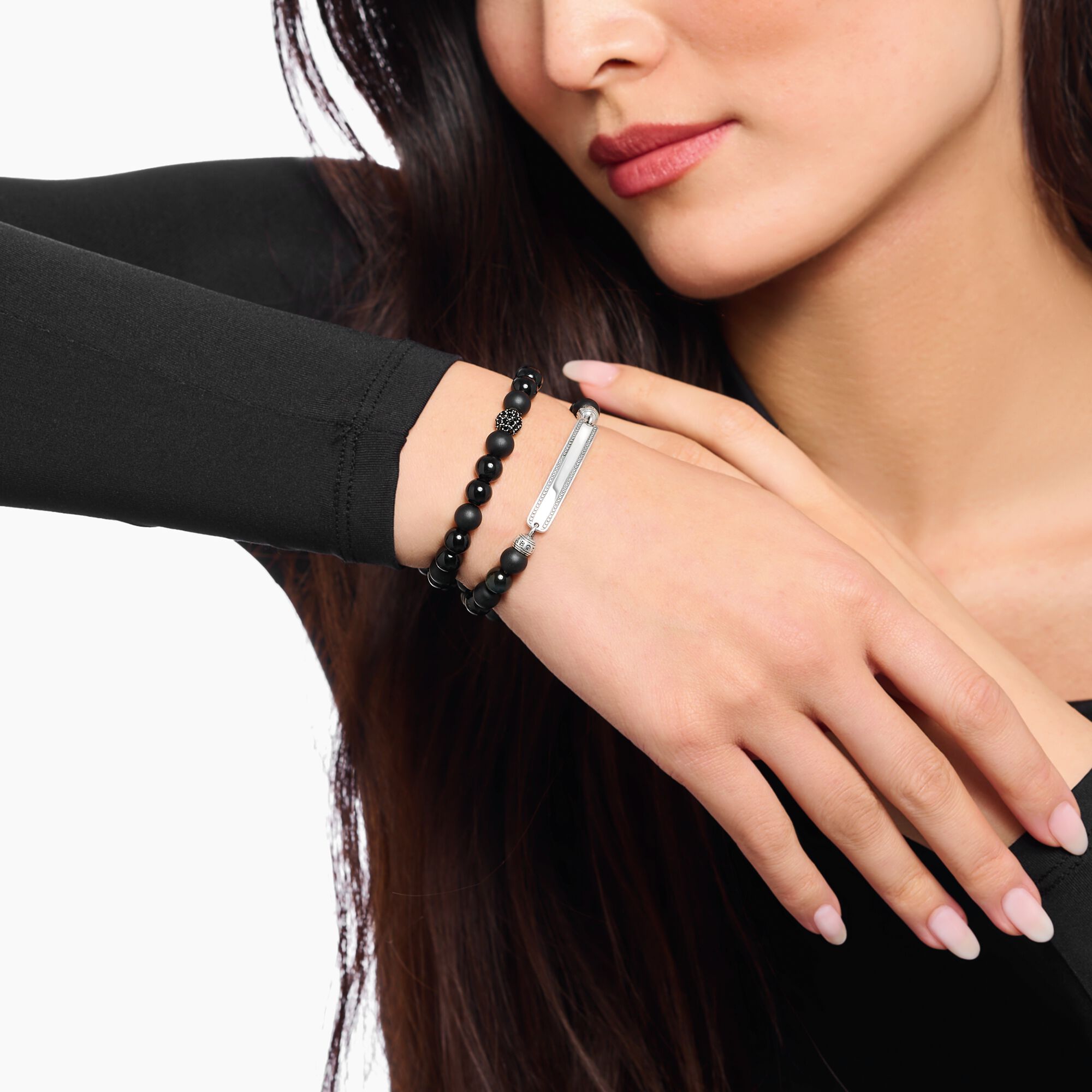 THOMAS SABO Obsidian bracelet with zirconia