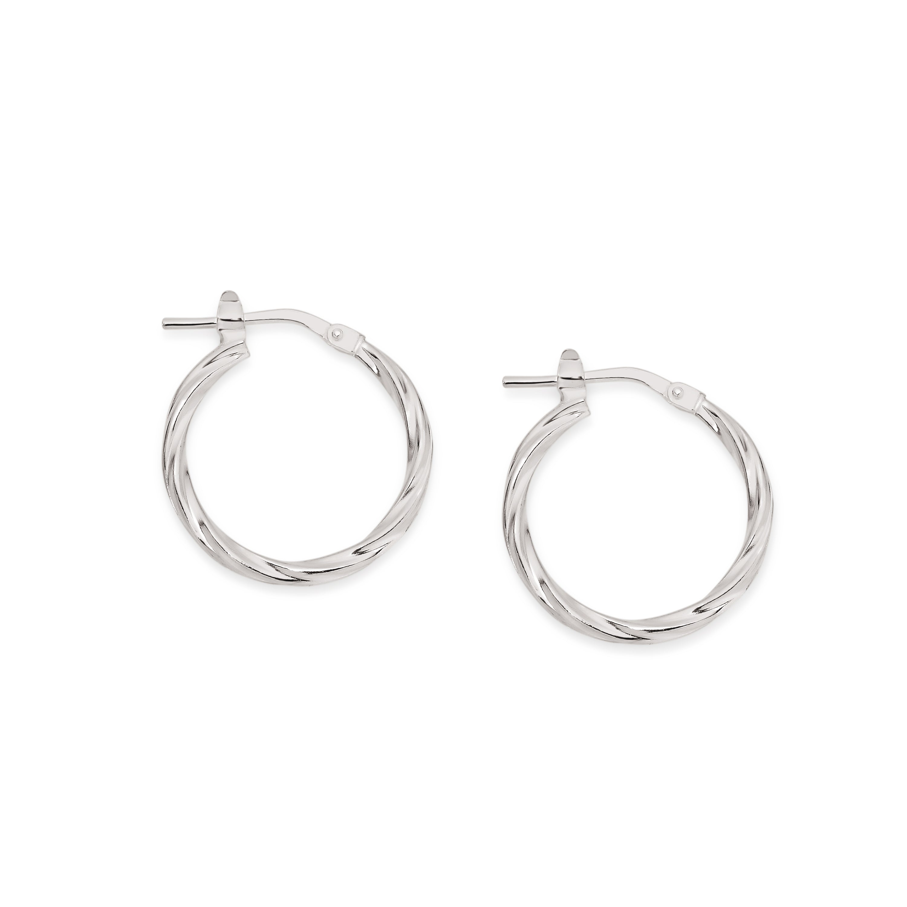 Silver twist hoops 15mm