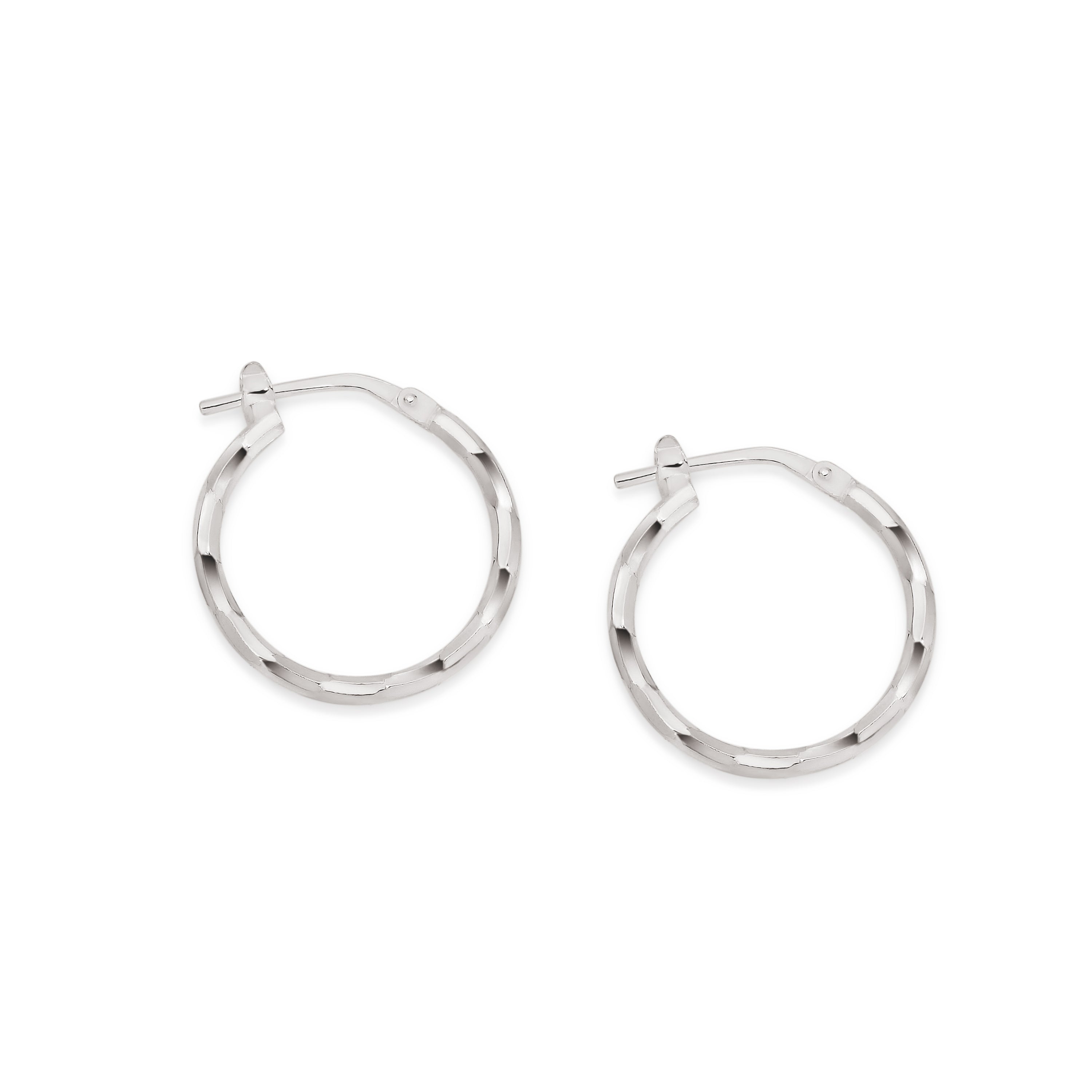 Silver diamond cut hoops 15mm