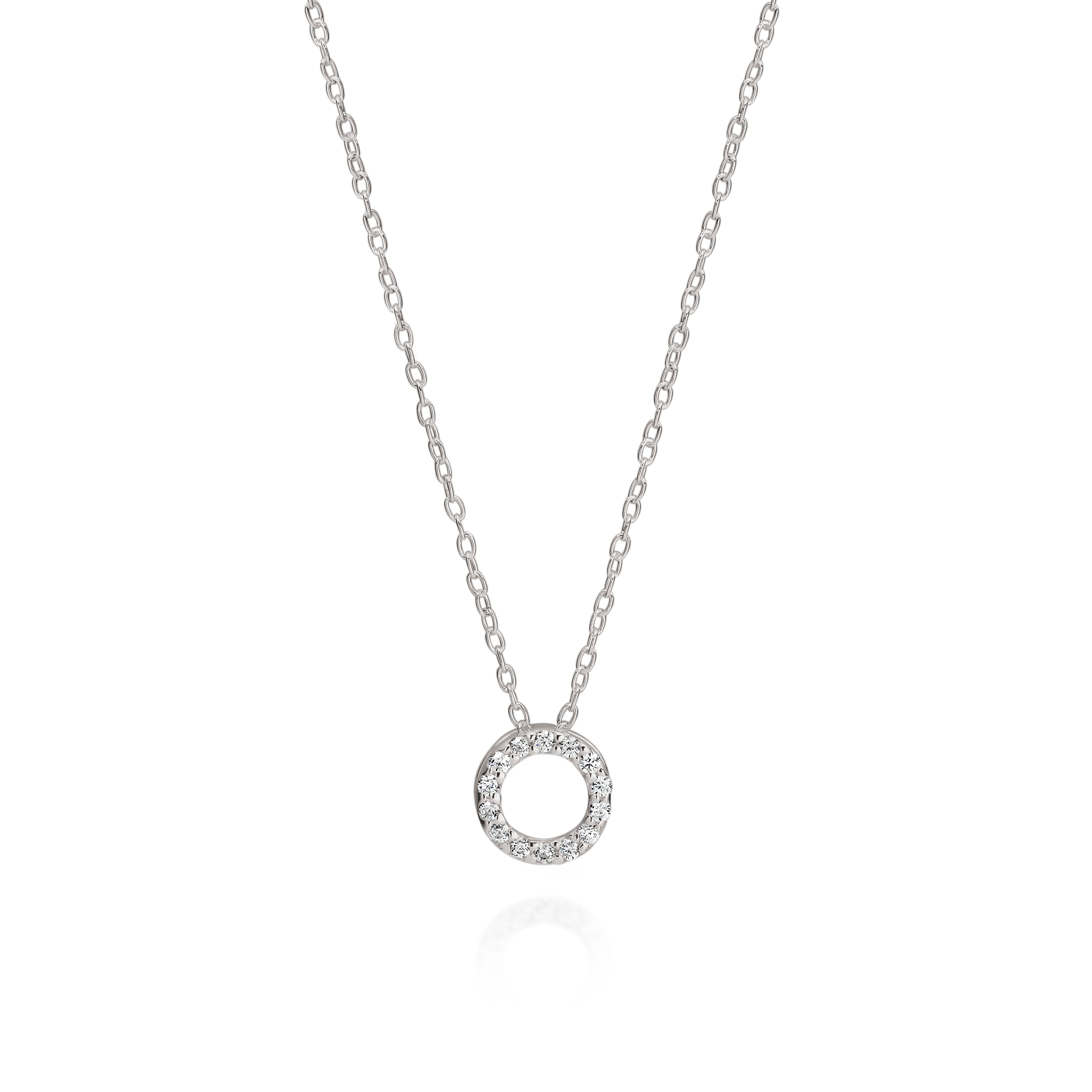 Silver cubic zirconia circle necklace