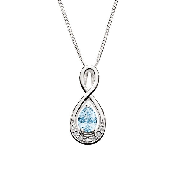 Silver blue cubic zirconia infinity necklace