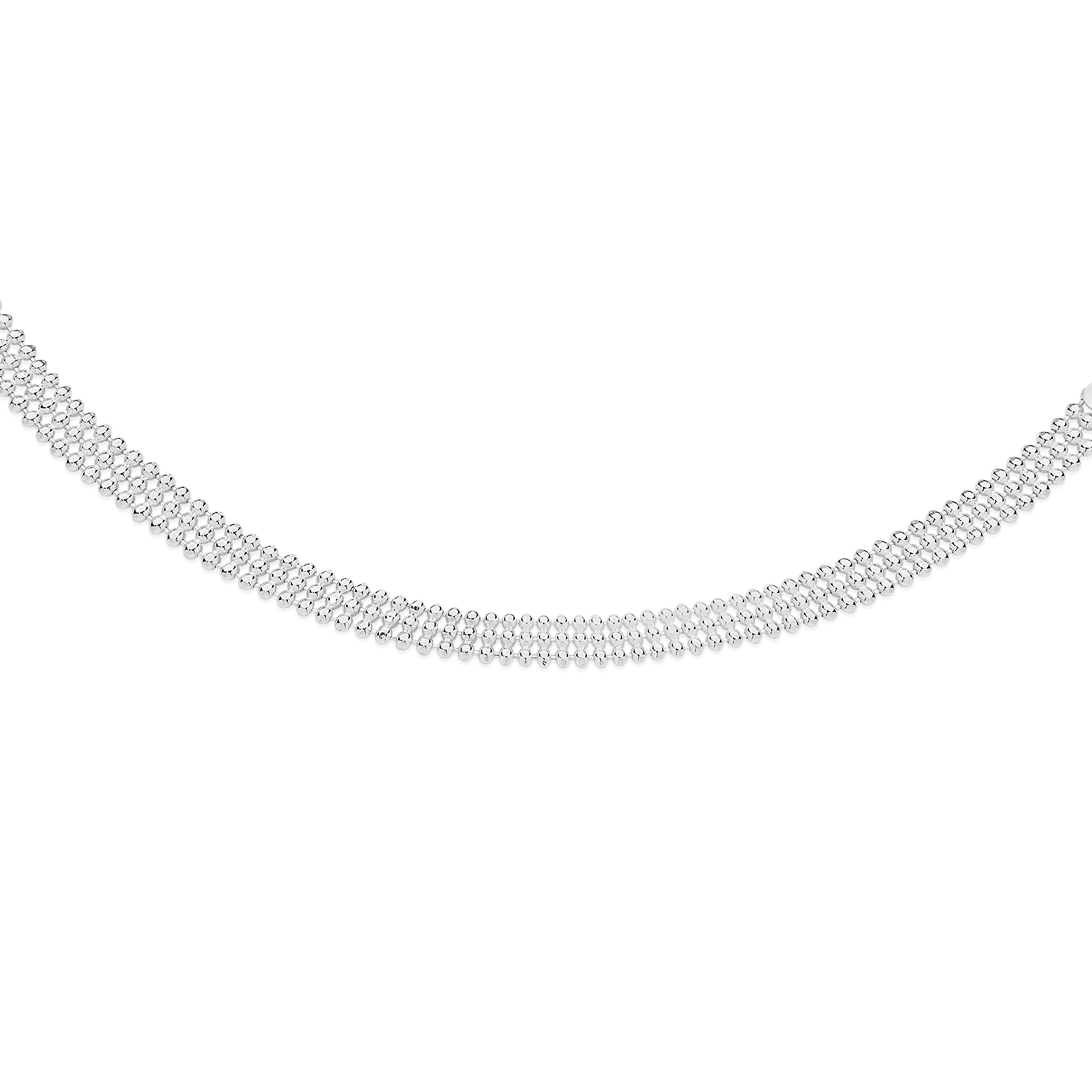 Silver diamond cut ball triple row necklet