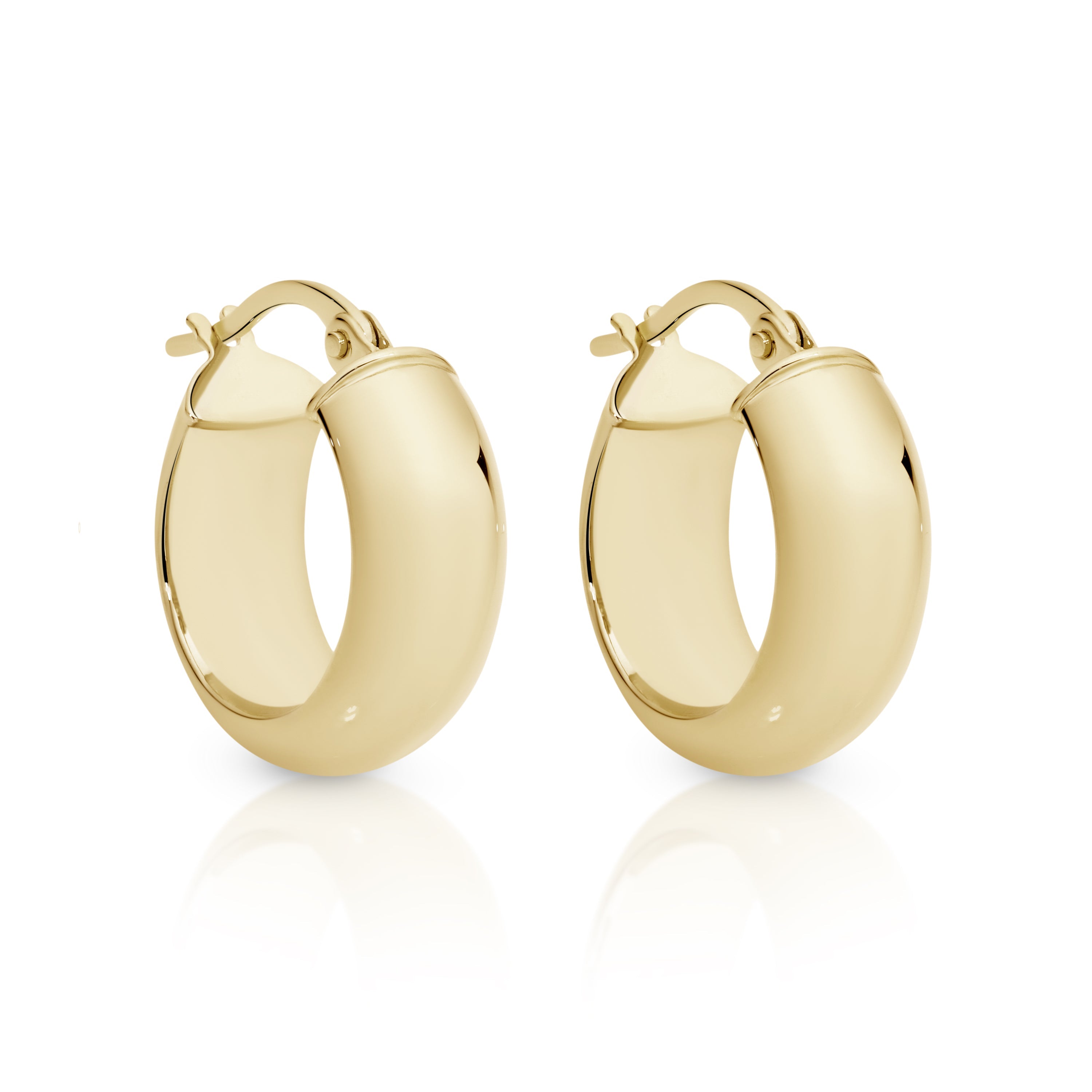 9ct gold thick dome hoops 10mm