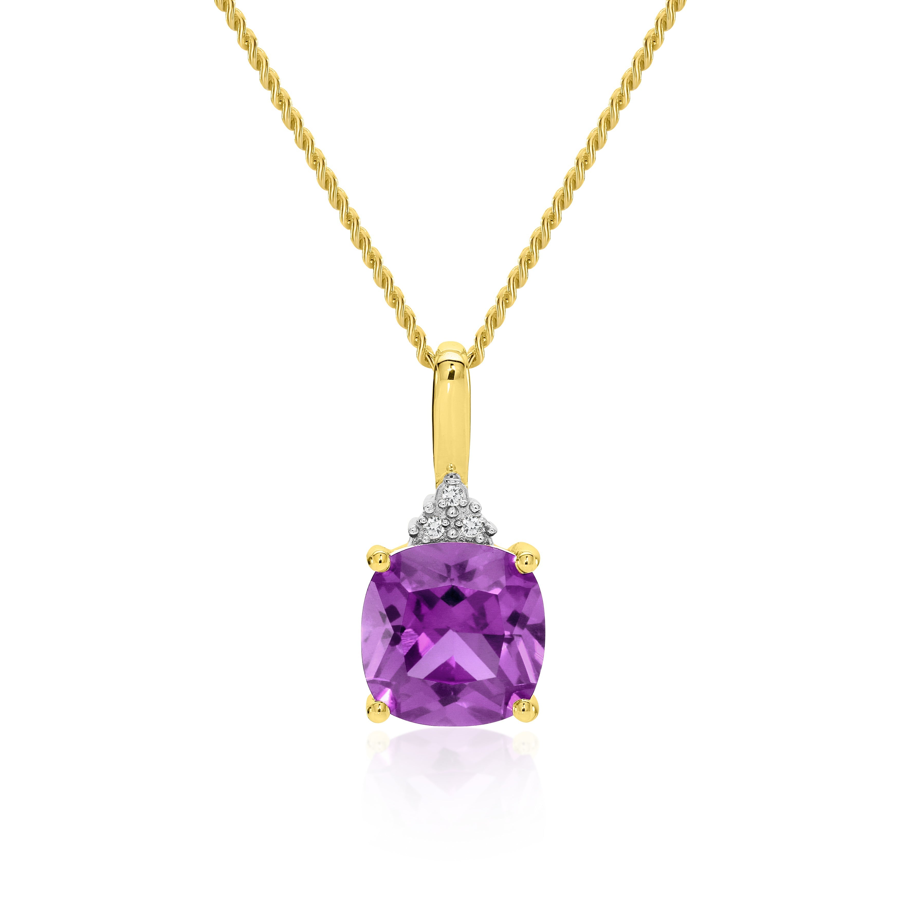 9ct gold amethyst & diamond pendant