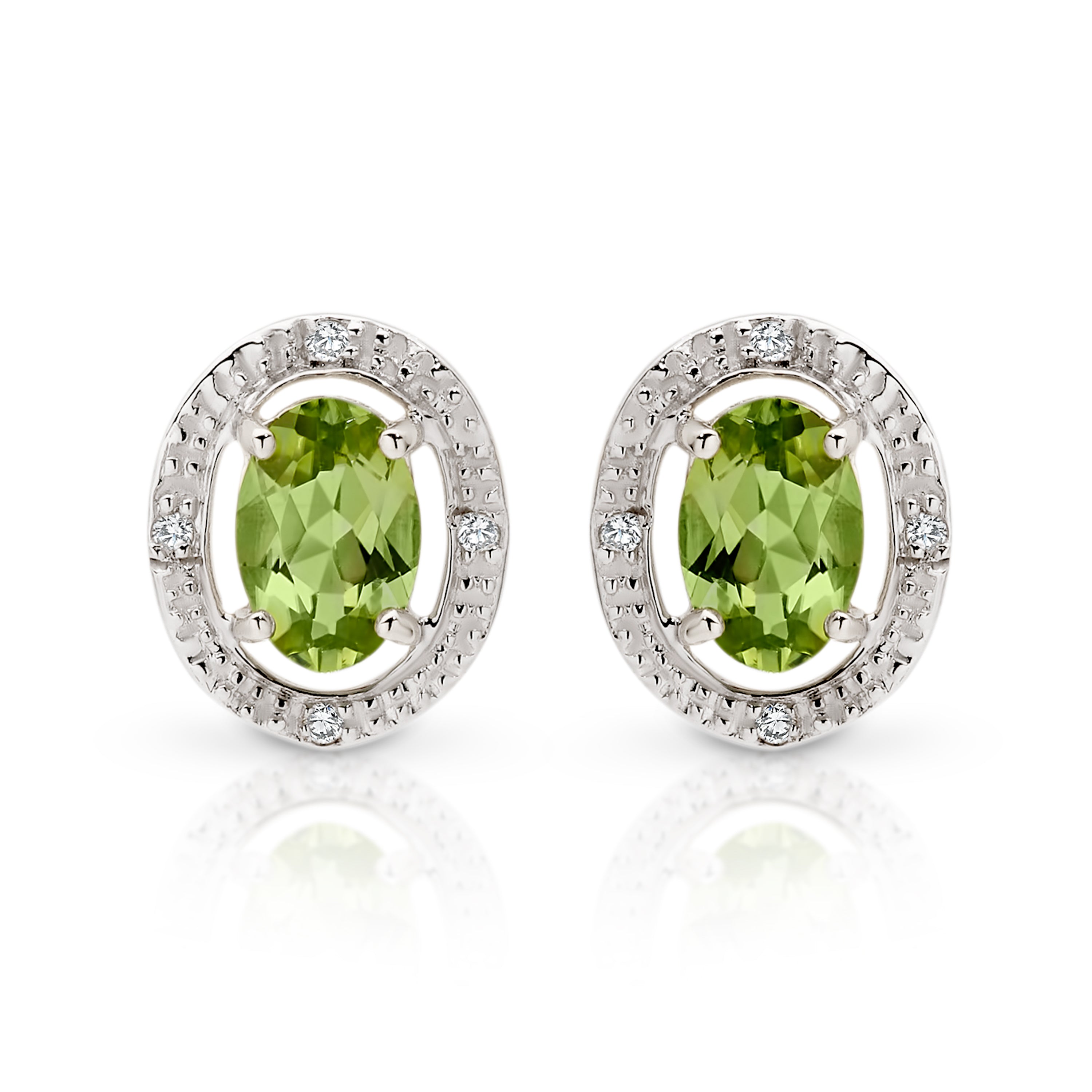 9ct gold peridot & diamond studs