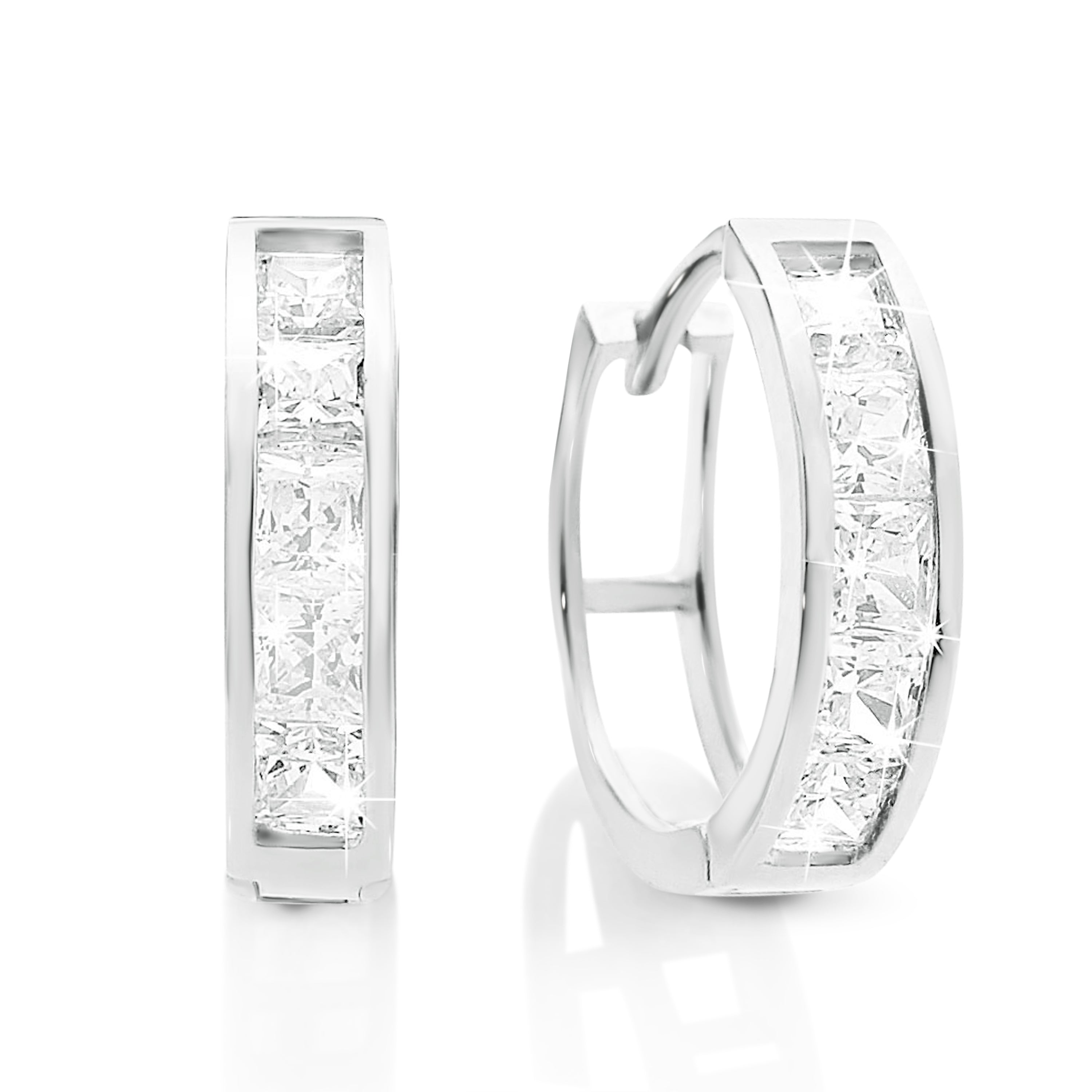 9ct white gold stone set earrings