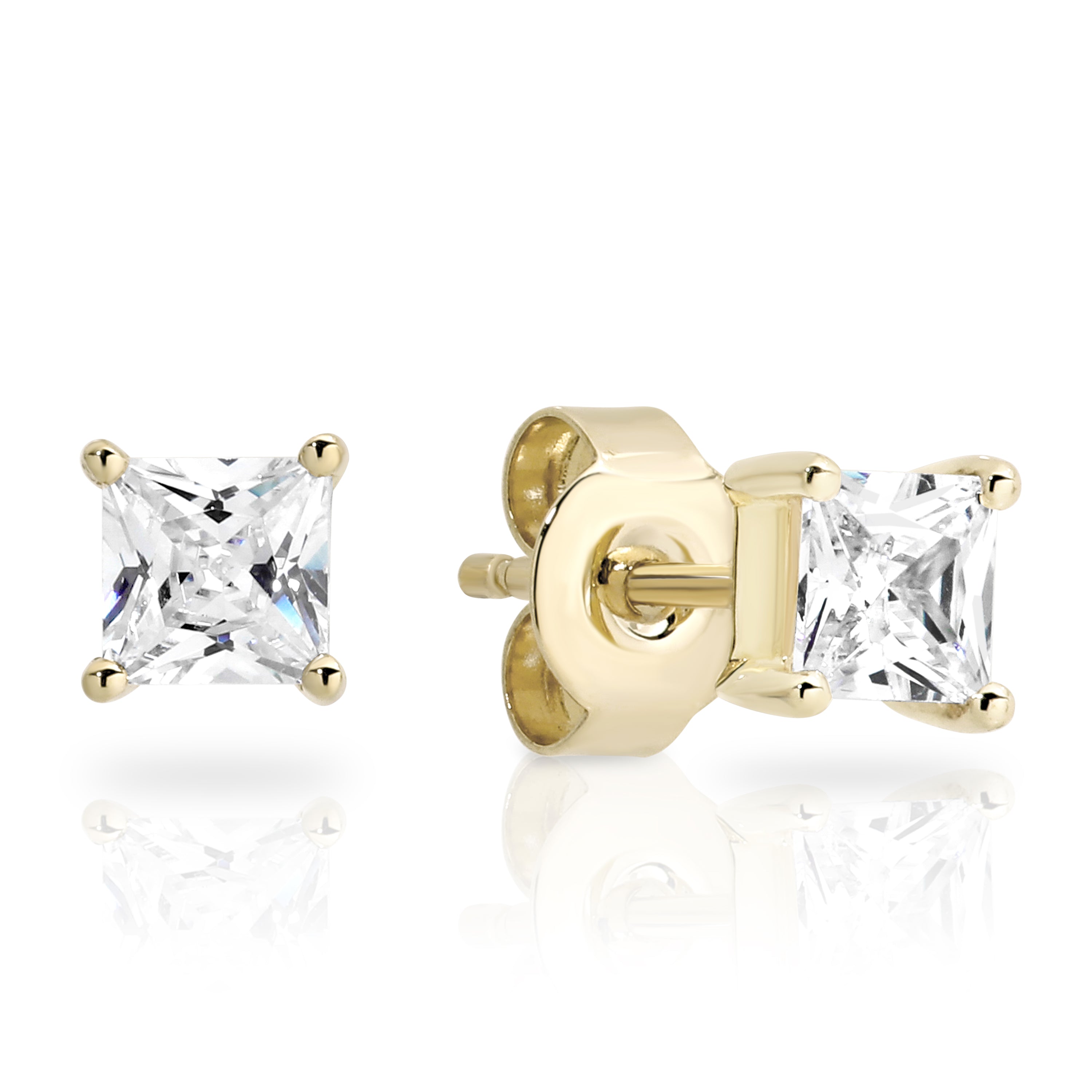 9ct gold stone set square studs